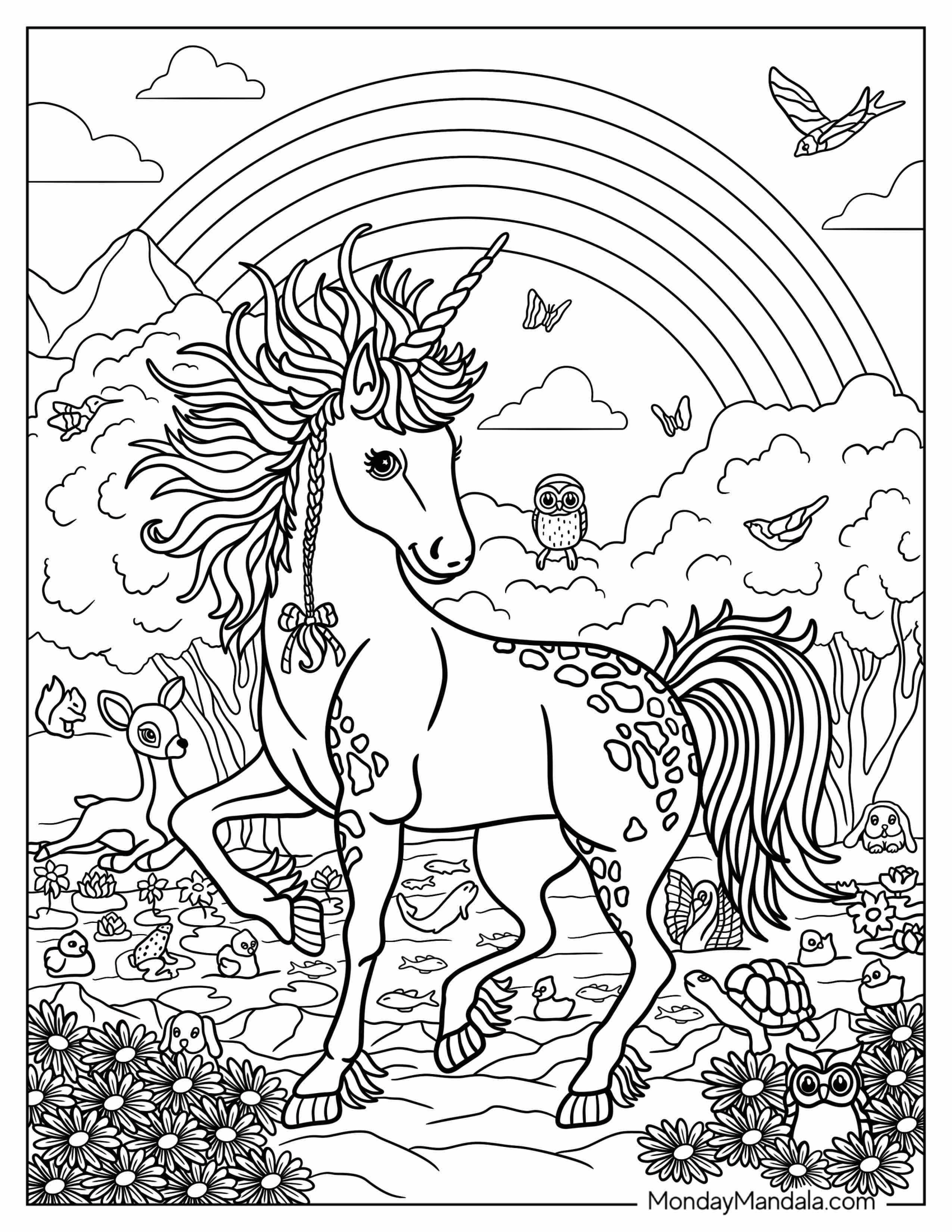 Lisa Frank Coloring Page of Markie The Unicorn