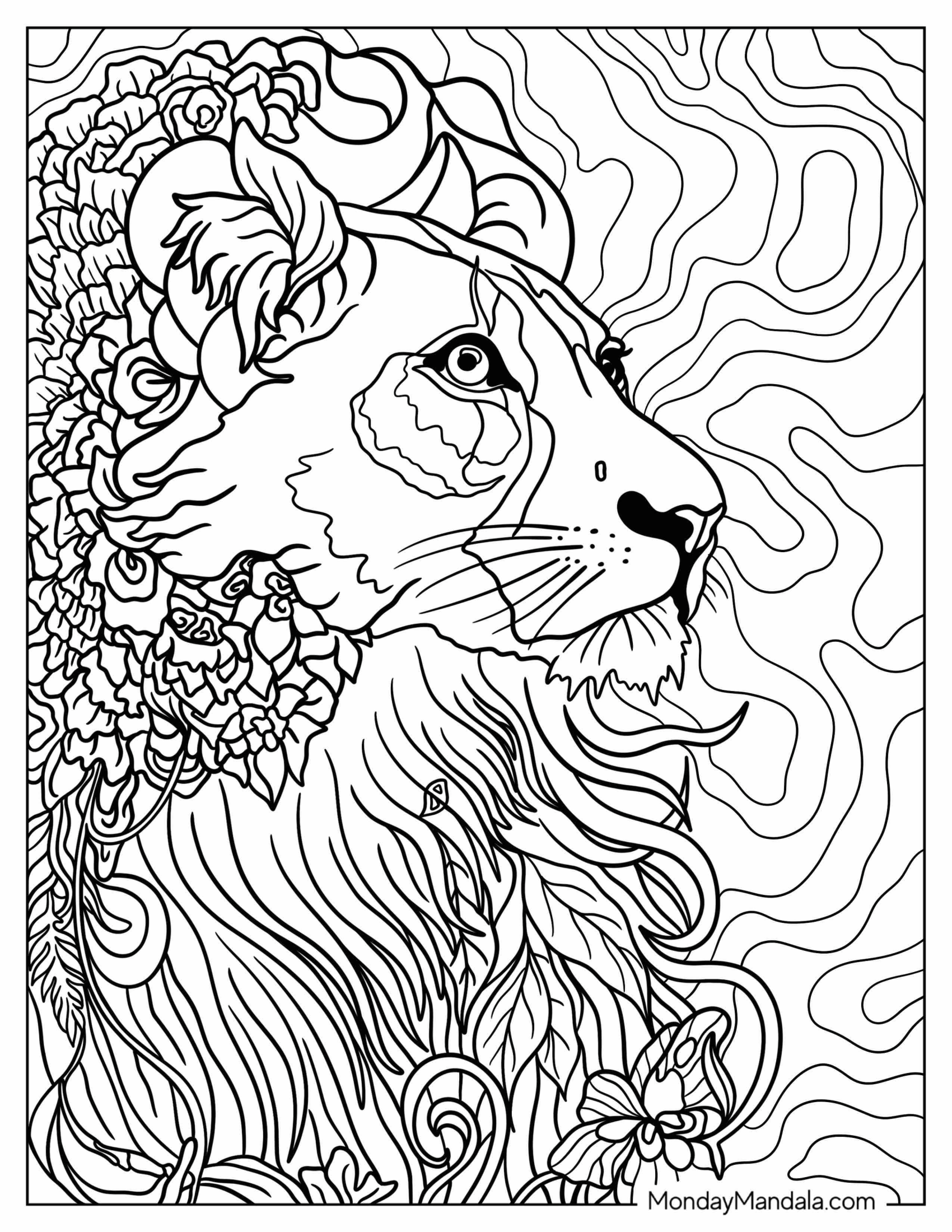 Lisa Frank Coloring Page of Neon Lion