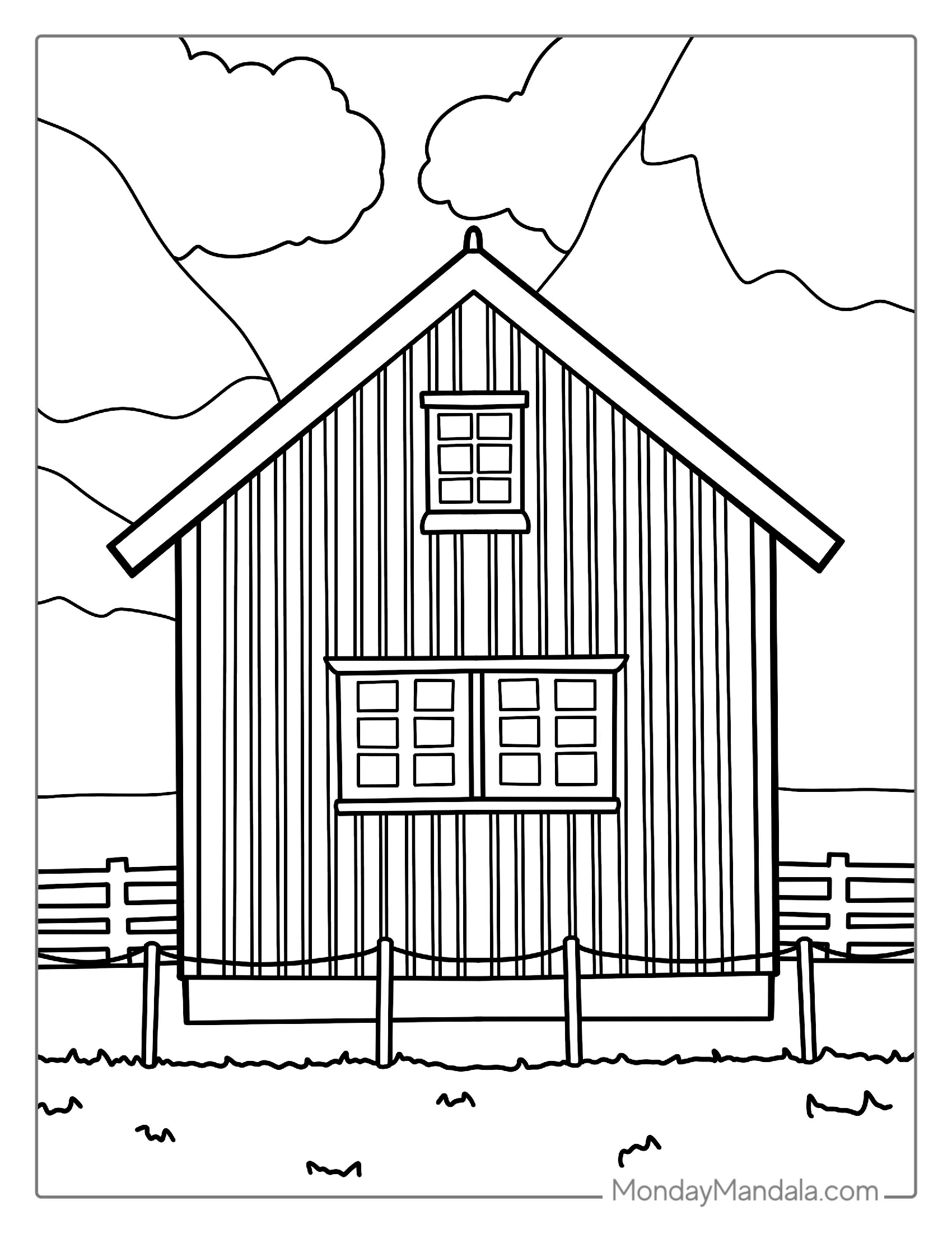 Little Farm House Coloring For Preschoolers