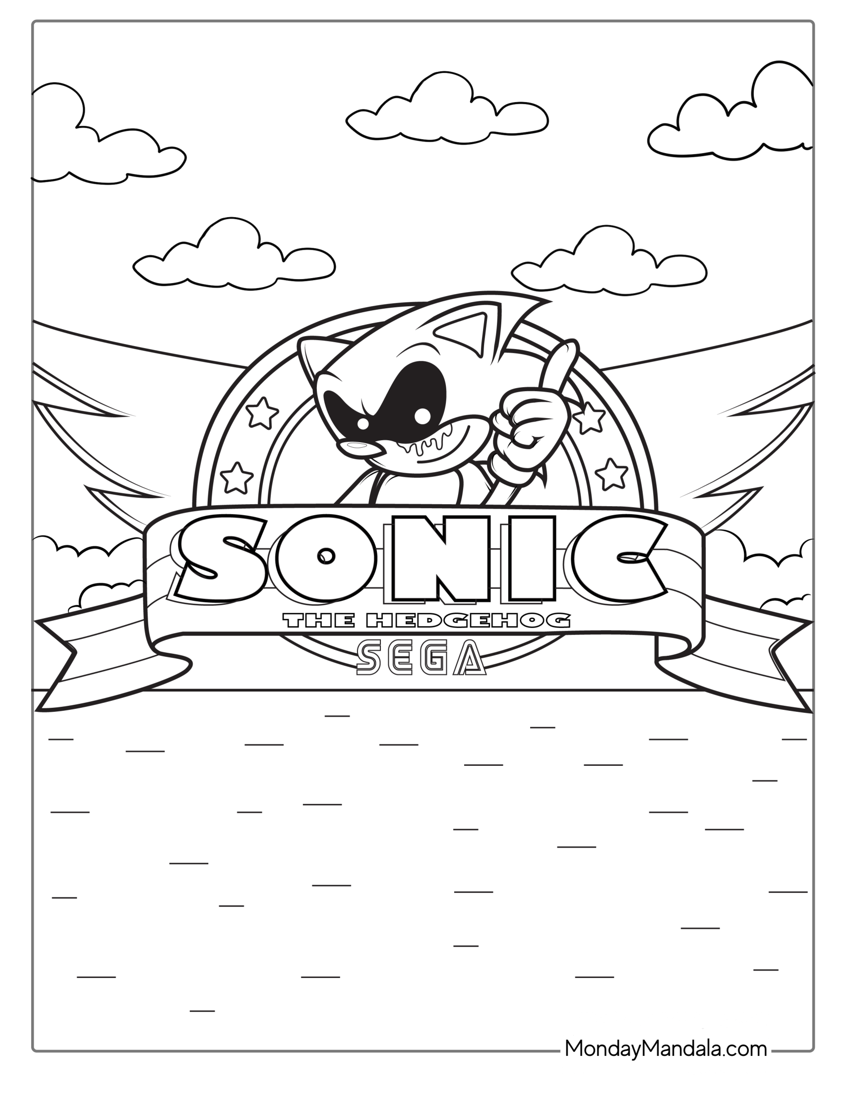 Logo Sonic Exe Coloring Page