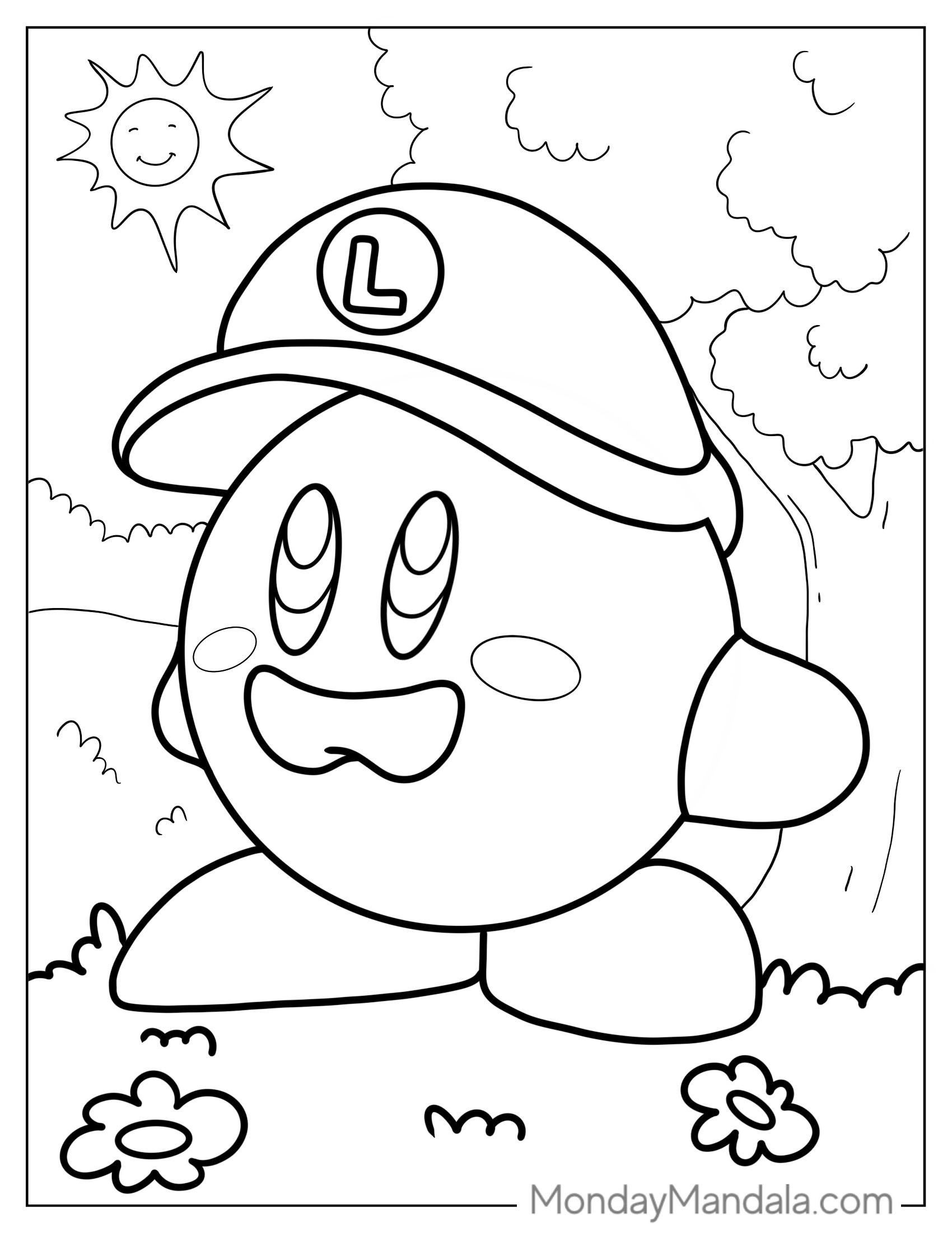 Luigi Kirby Coloring Page