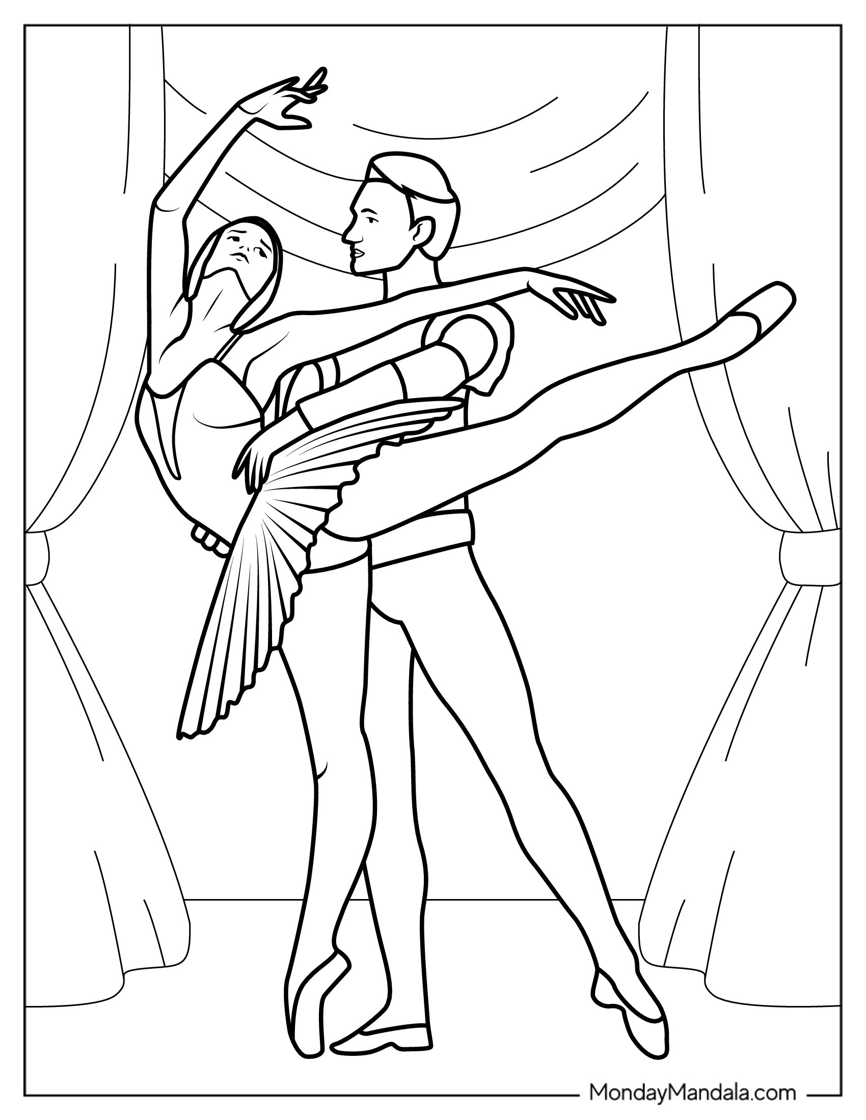 Male And Female Ballerinas To Color