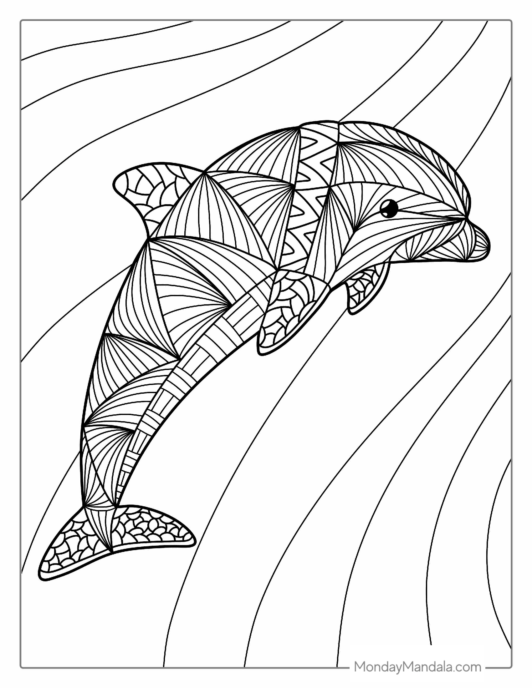 Mandala Dolphin Coloring Sheet For Adults