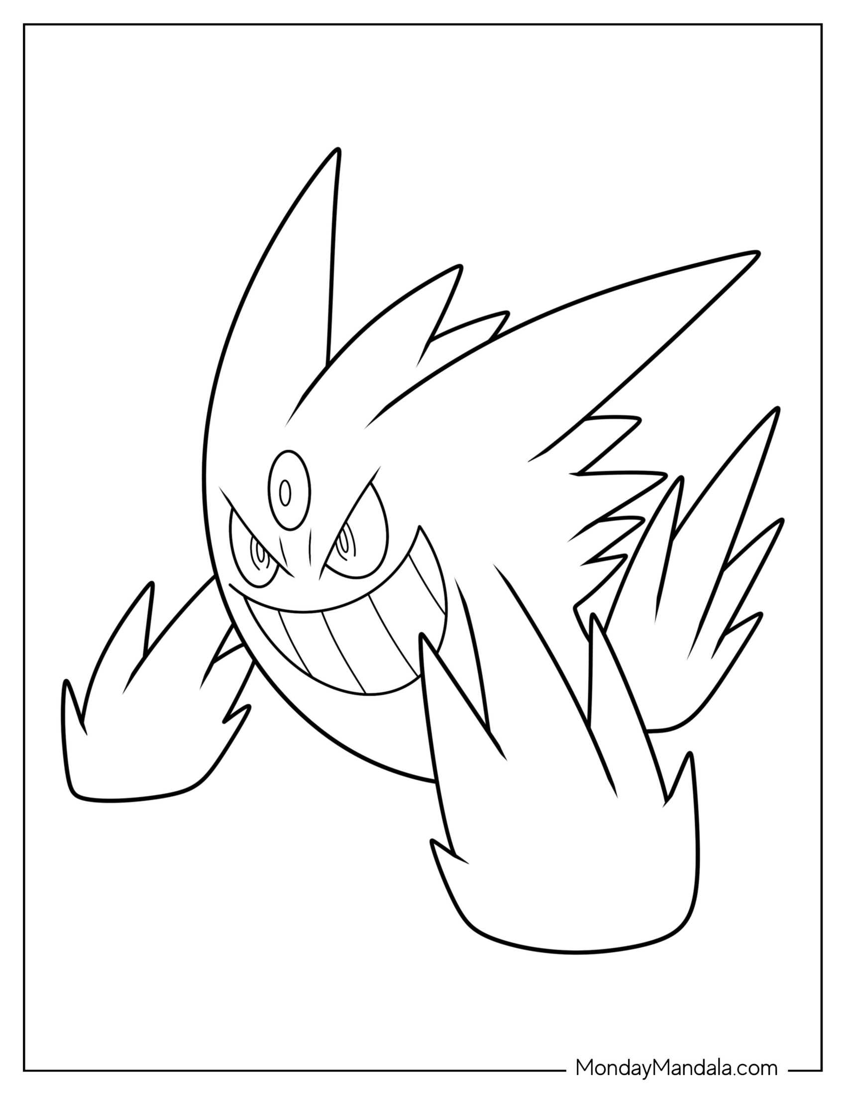 Mega Gengar Coloring Page Flying