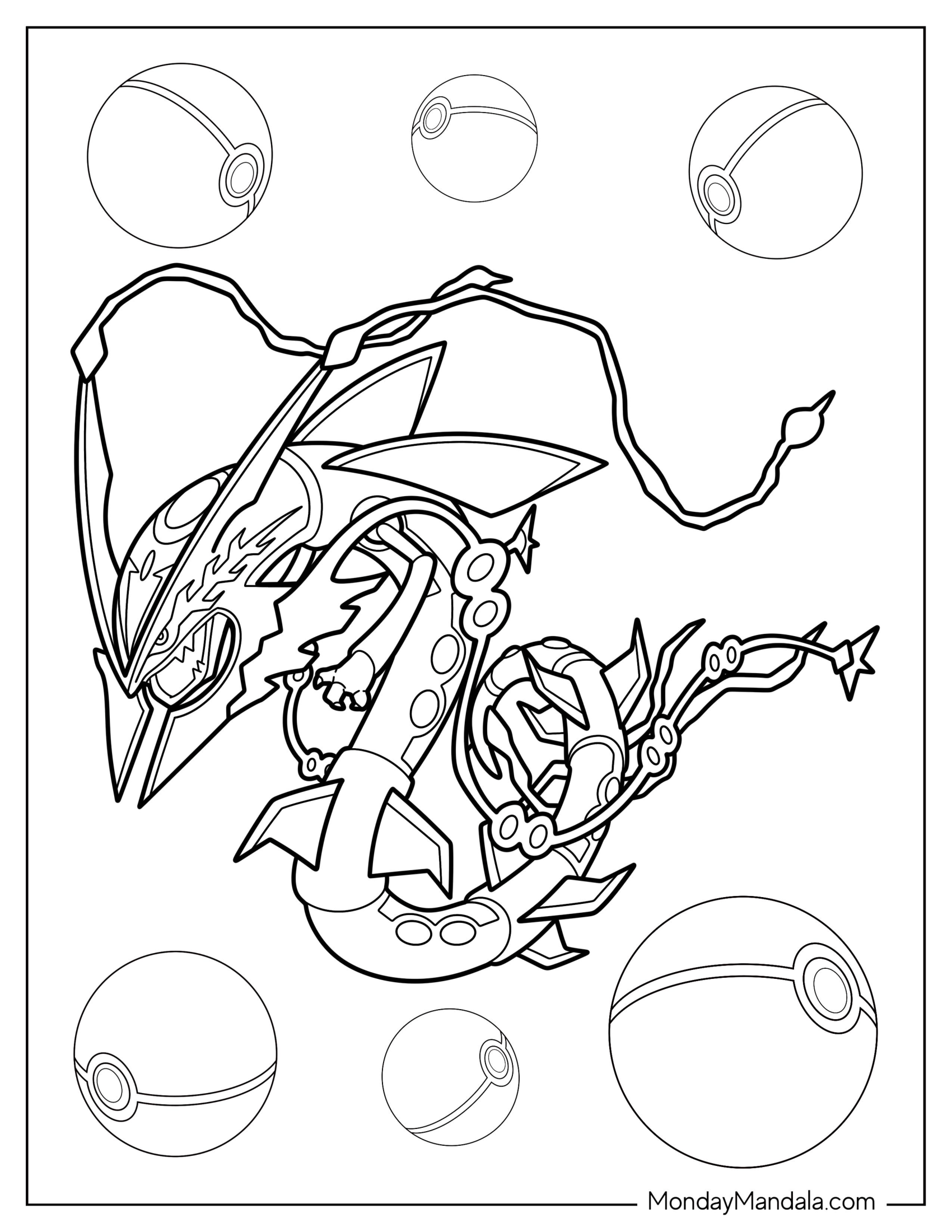 Mega Rayquaza Coloring Page In The Air