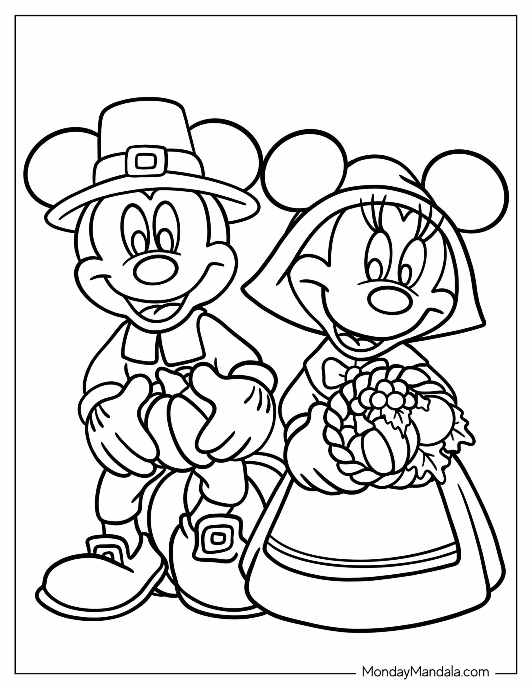 Mickey And Minnie Mouse In Thanksgiving Costumes