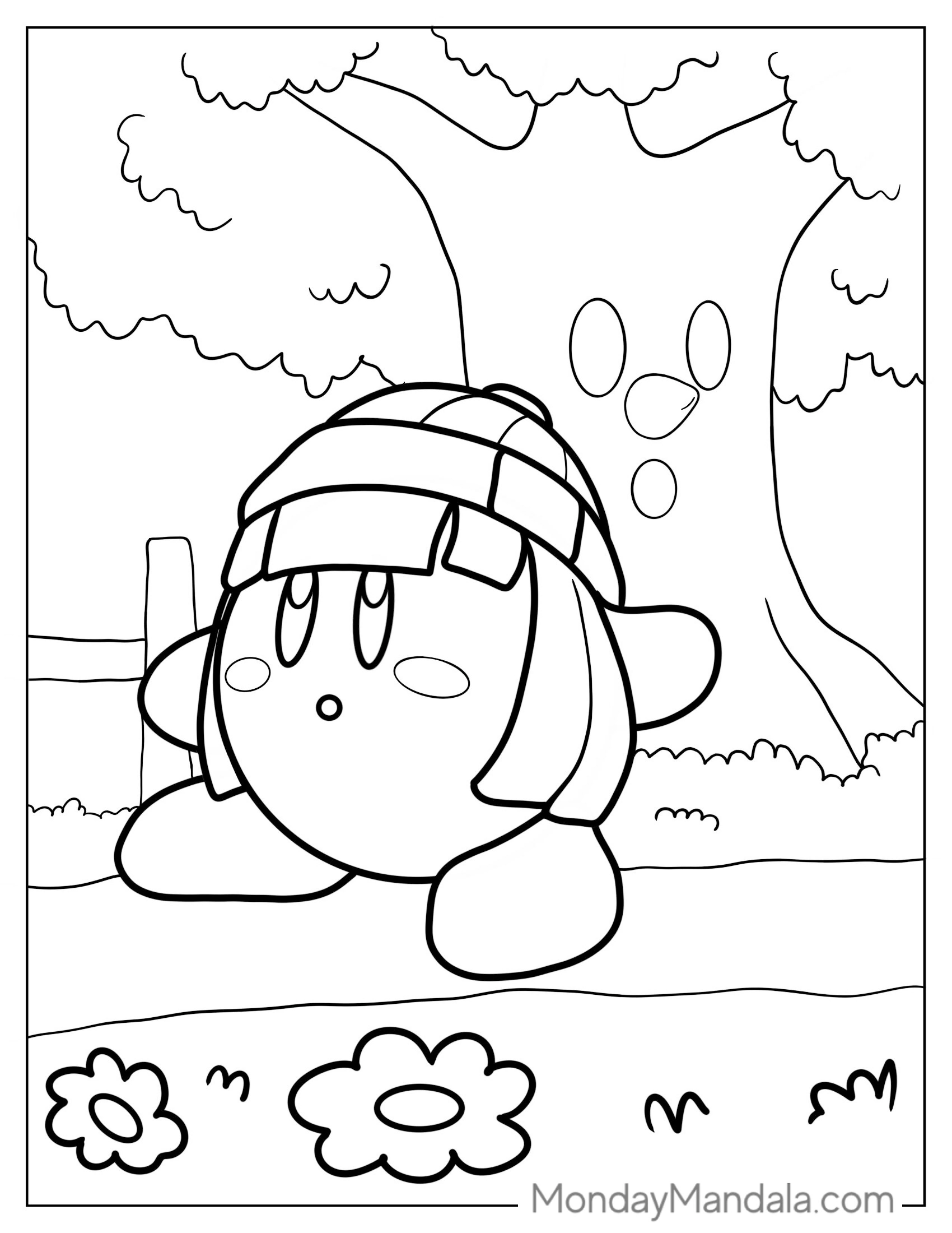 Min Min Kirby And Whispy Woods Coloring Sheet