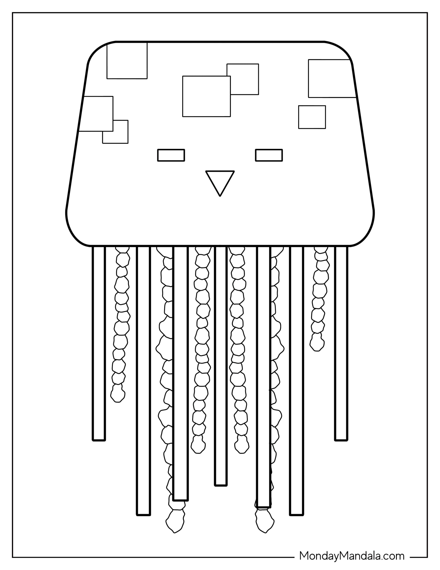 Minecraft Jellyfish Coloring Page