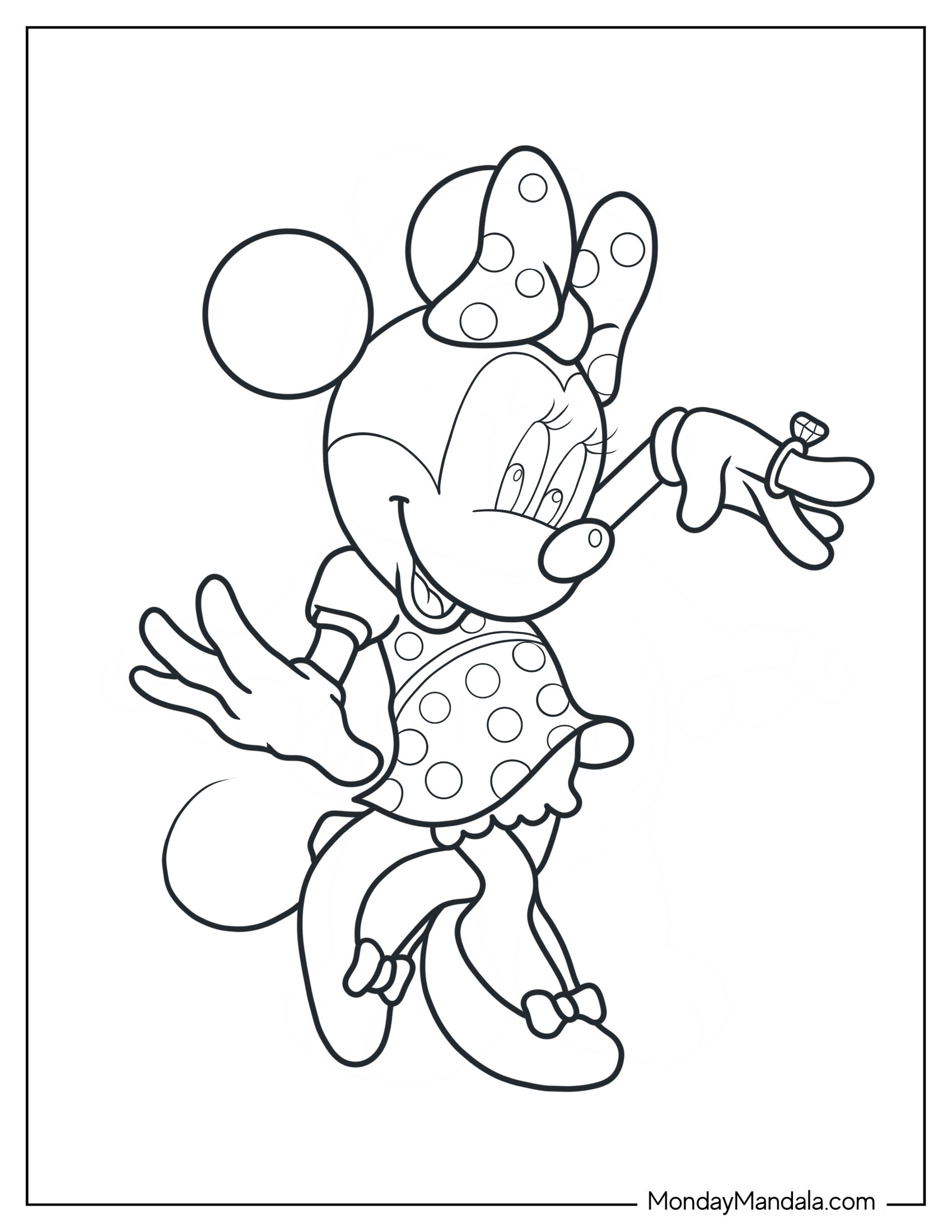 Minnie Mouse Coloring Page With Big Ring