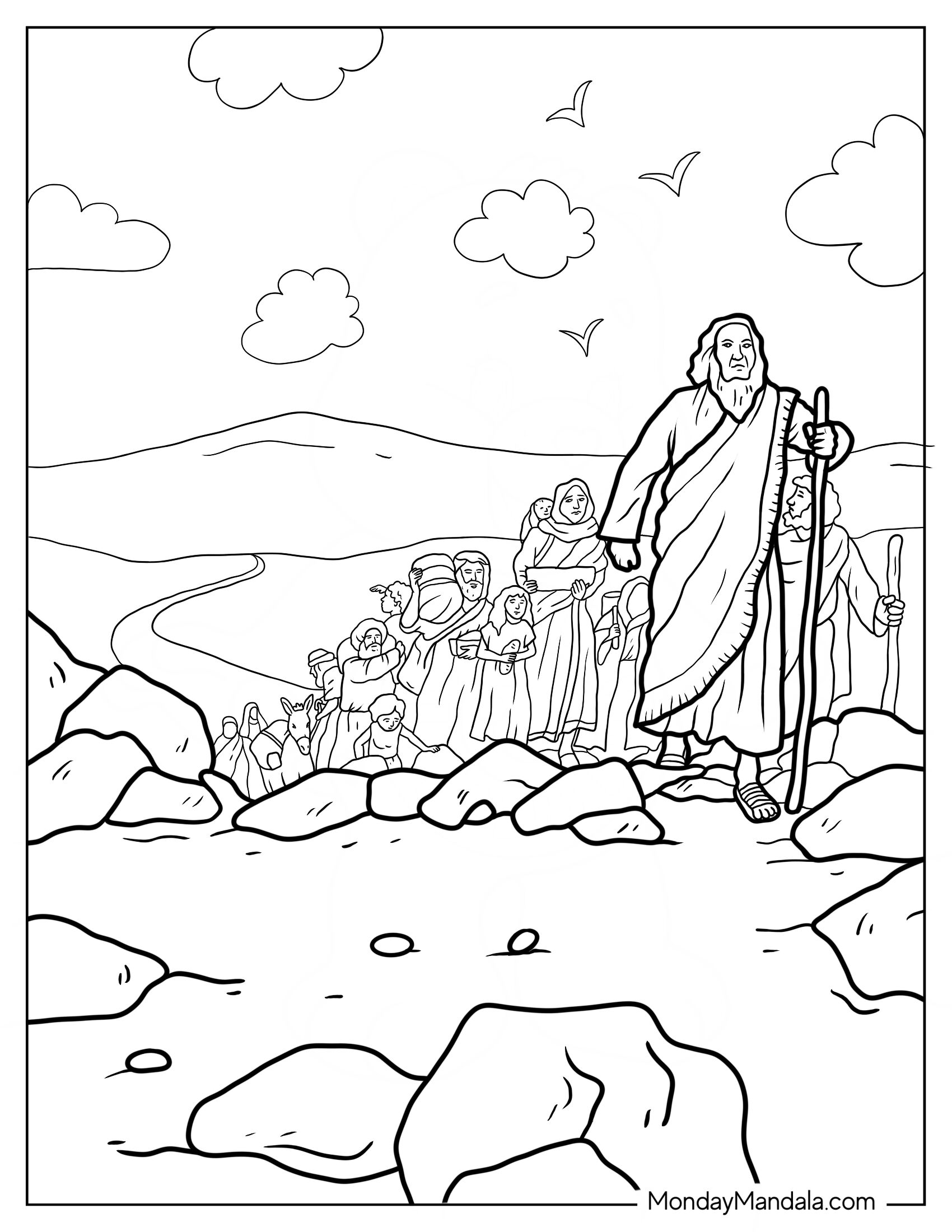 Moses Coloring Page Leaving The Egypt With The Hebrews