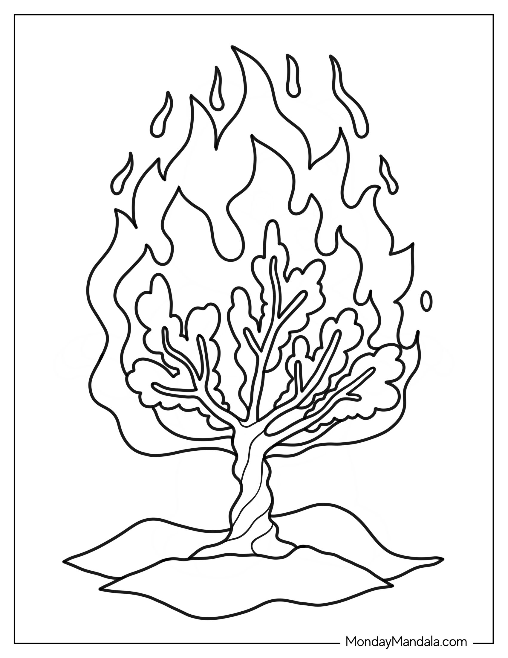 Moses Coloring Page Of The Burning Bush