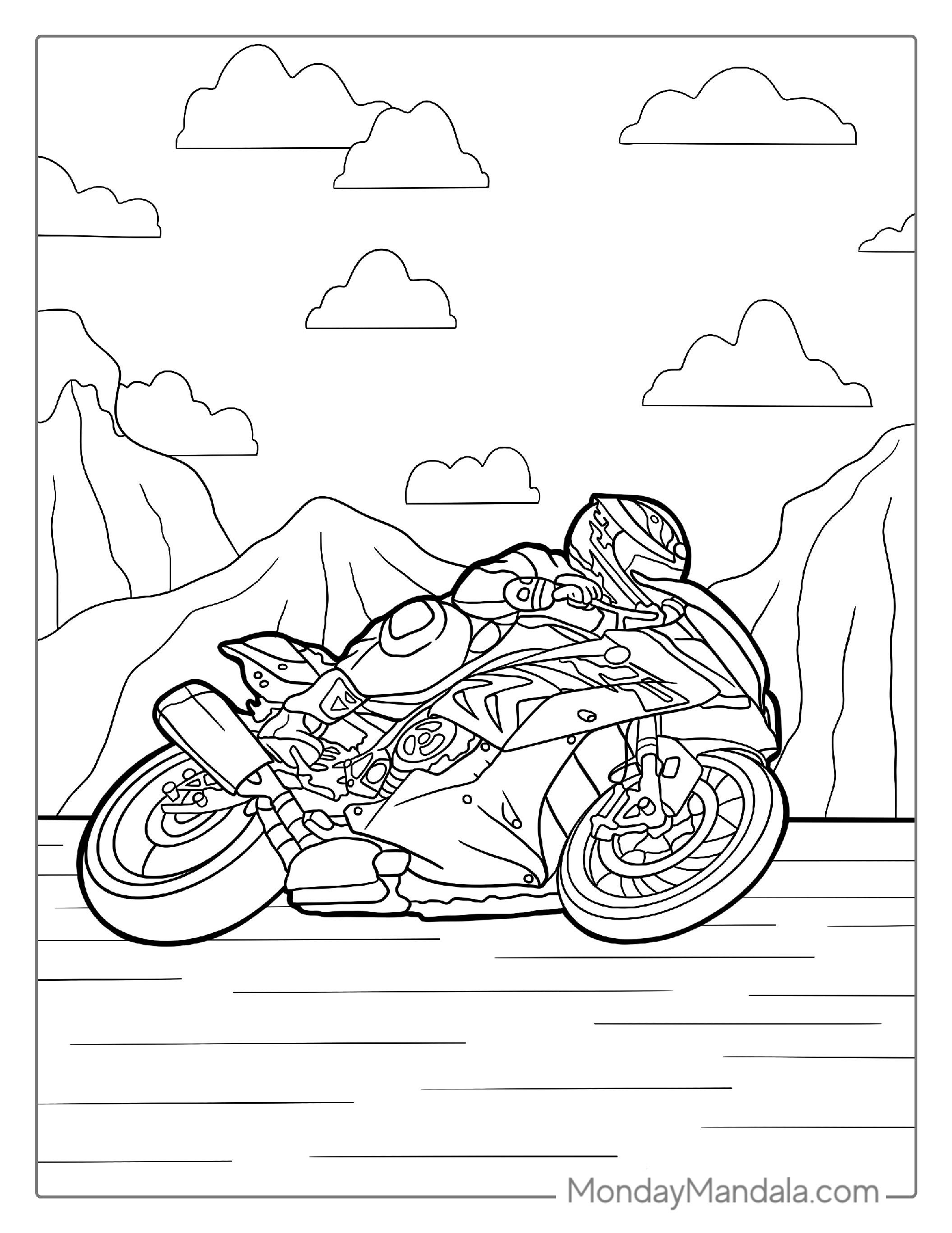 Motorcycle Racing Coloring Page