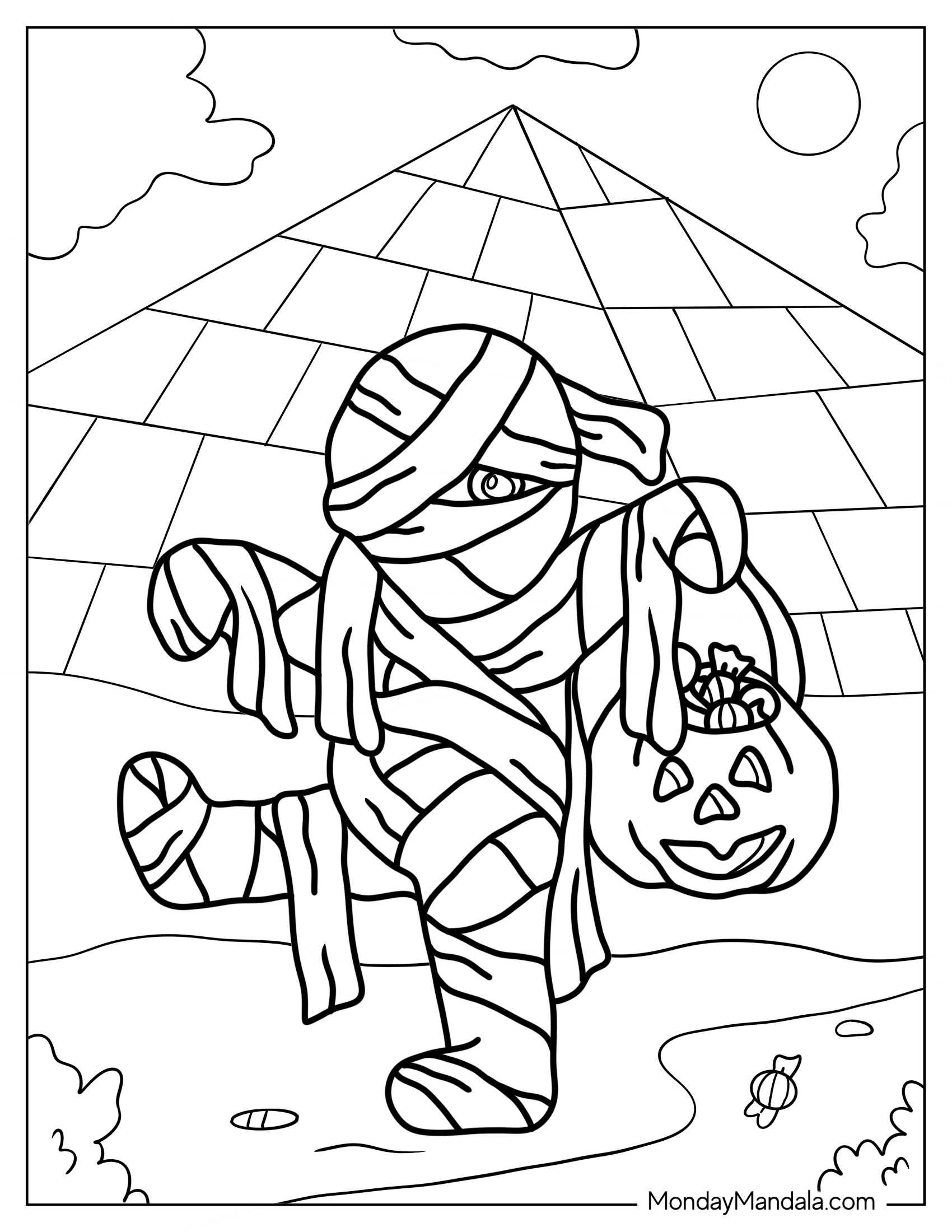 Mummy Monster Trick Or Treating During Halloween