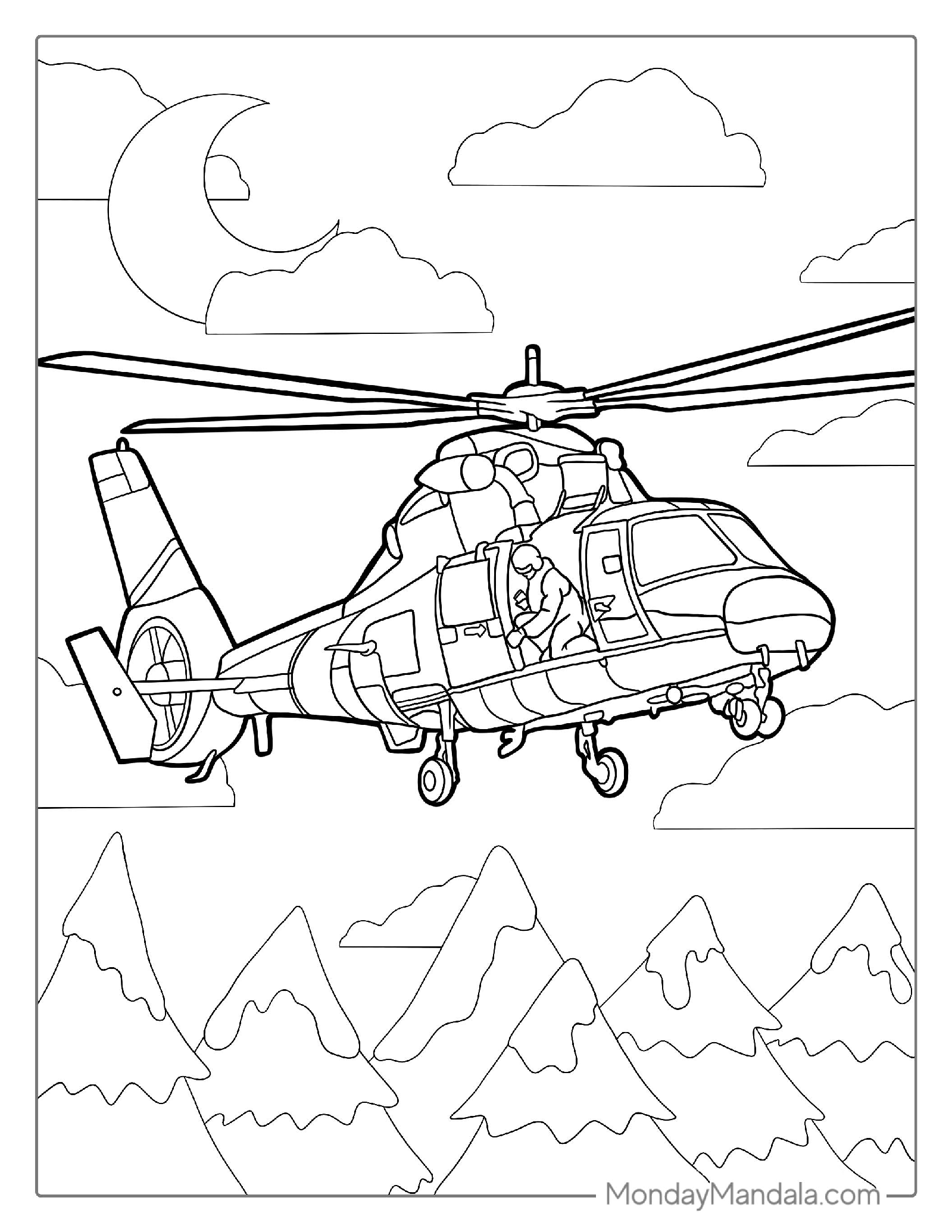 Navy SEALs Helicopter Coloring Page