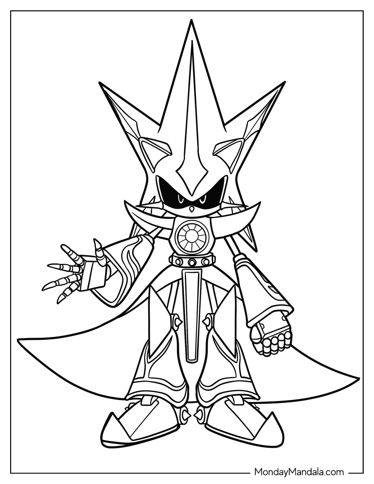 Neo Metal Sonic Coloring Page