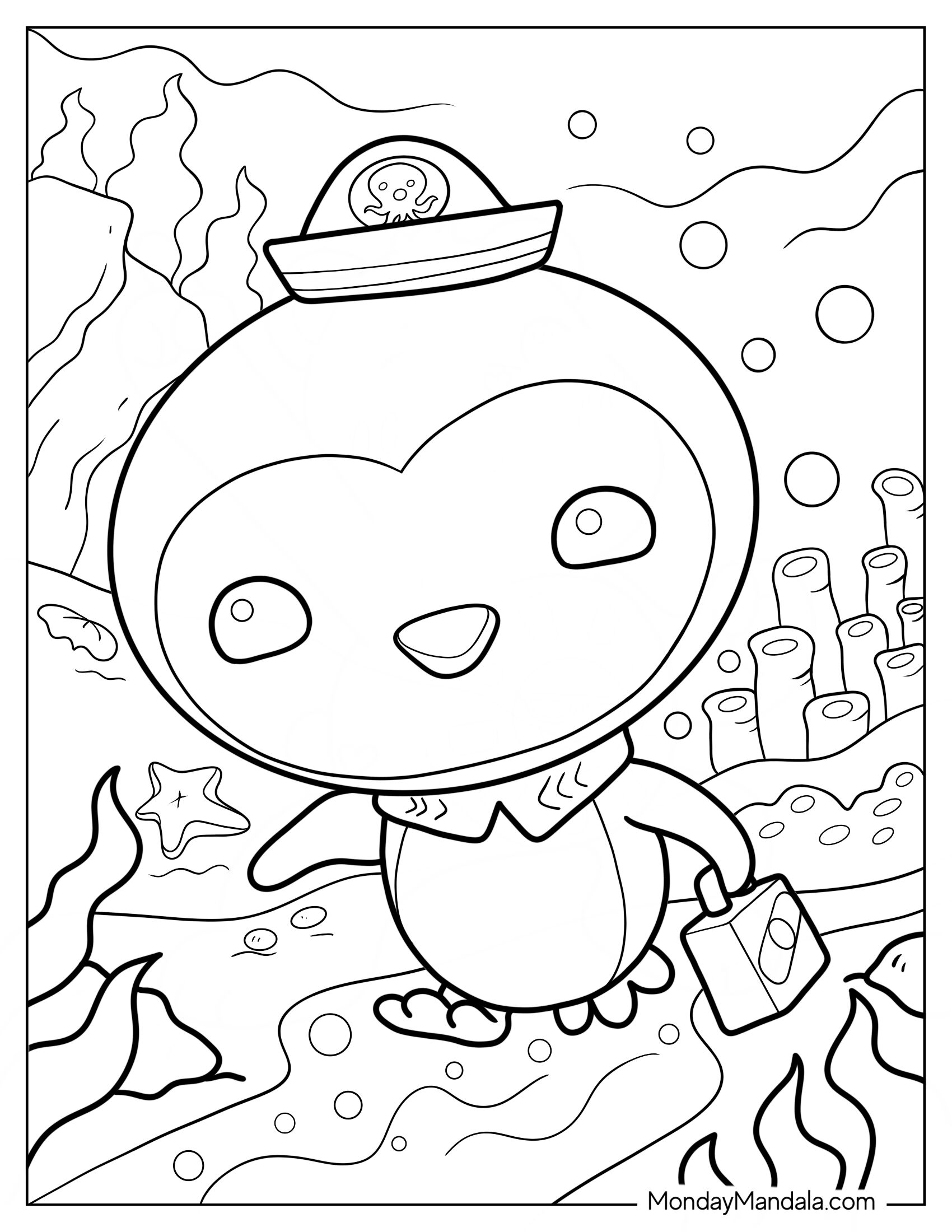 Octonauts Coloring Page Of Kawaii Peso Penguin