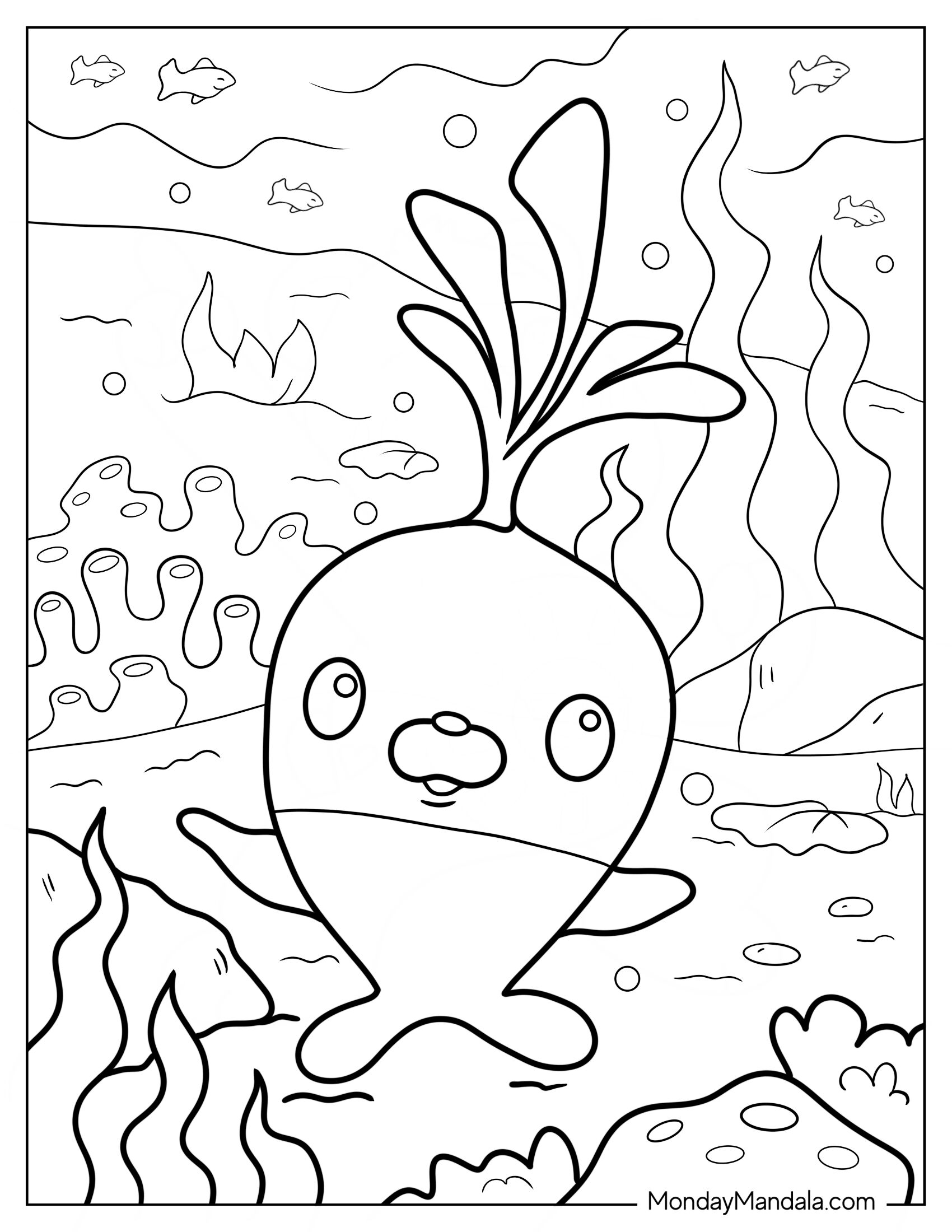 Octonauts Coloring Page Of Tunip The Vegimal In Coral Reef