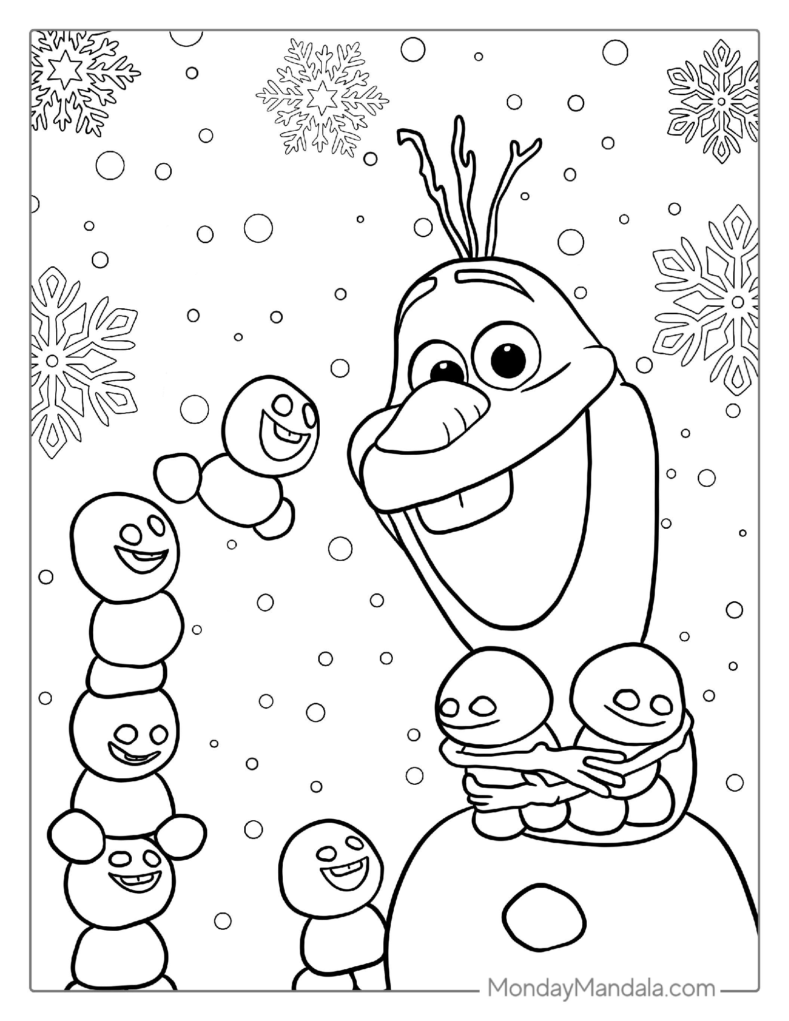 Olaf And Snow-Babies To Color