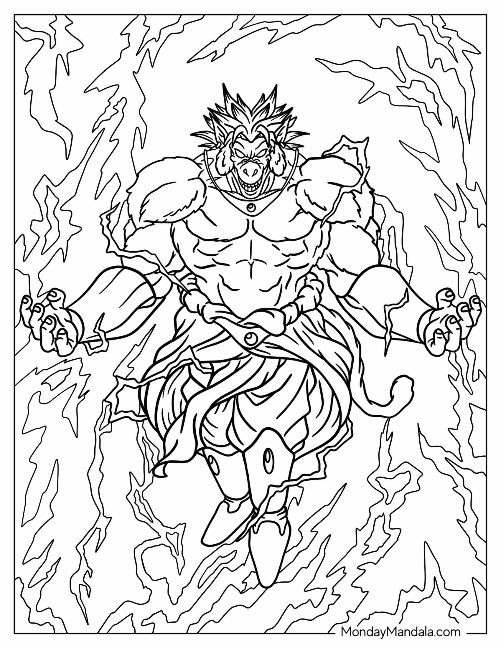 Oozaru Broly Coloring Page Floating In The Air