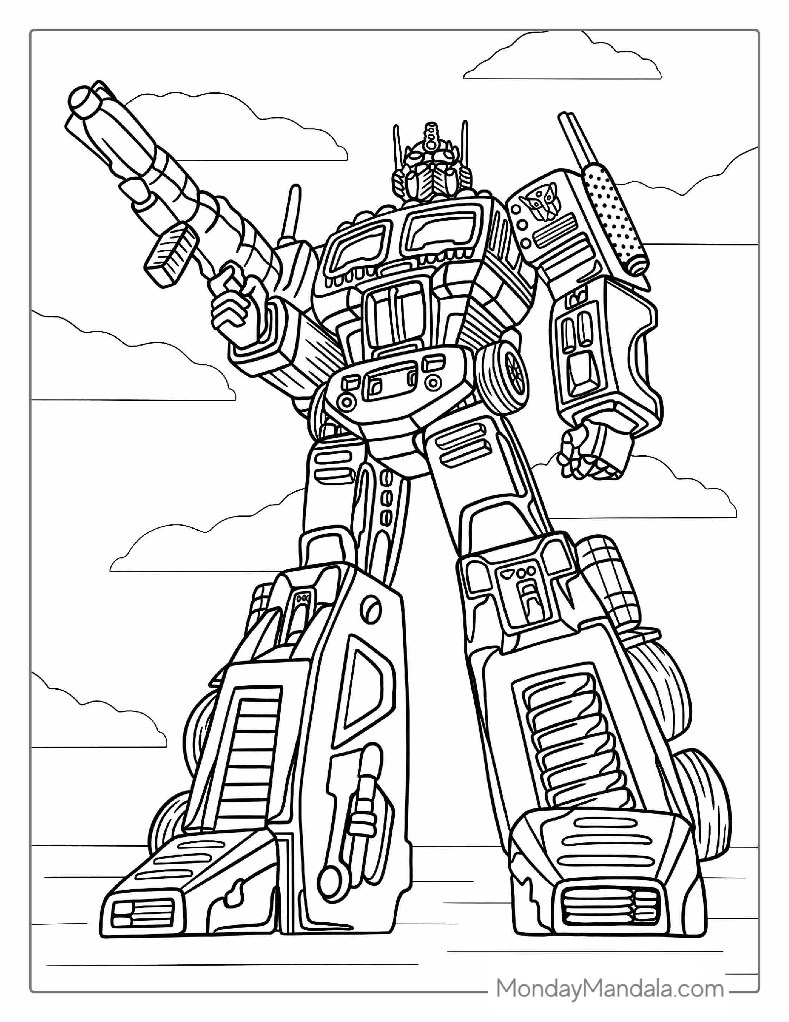 Optimus Prime Robot Coloring Sheet