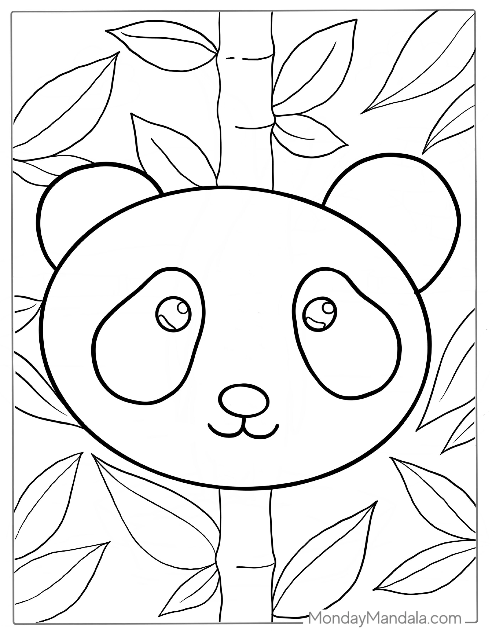 Outline Of Panda Face Coloring Page