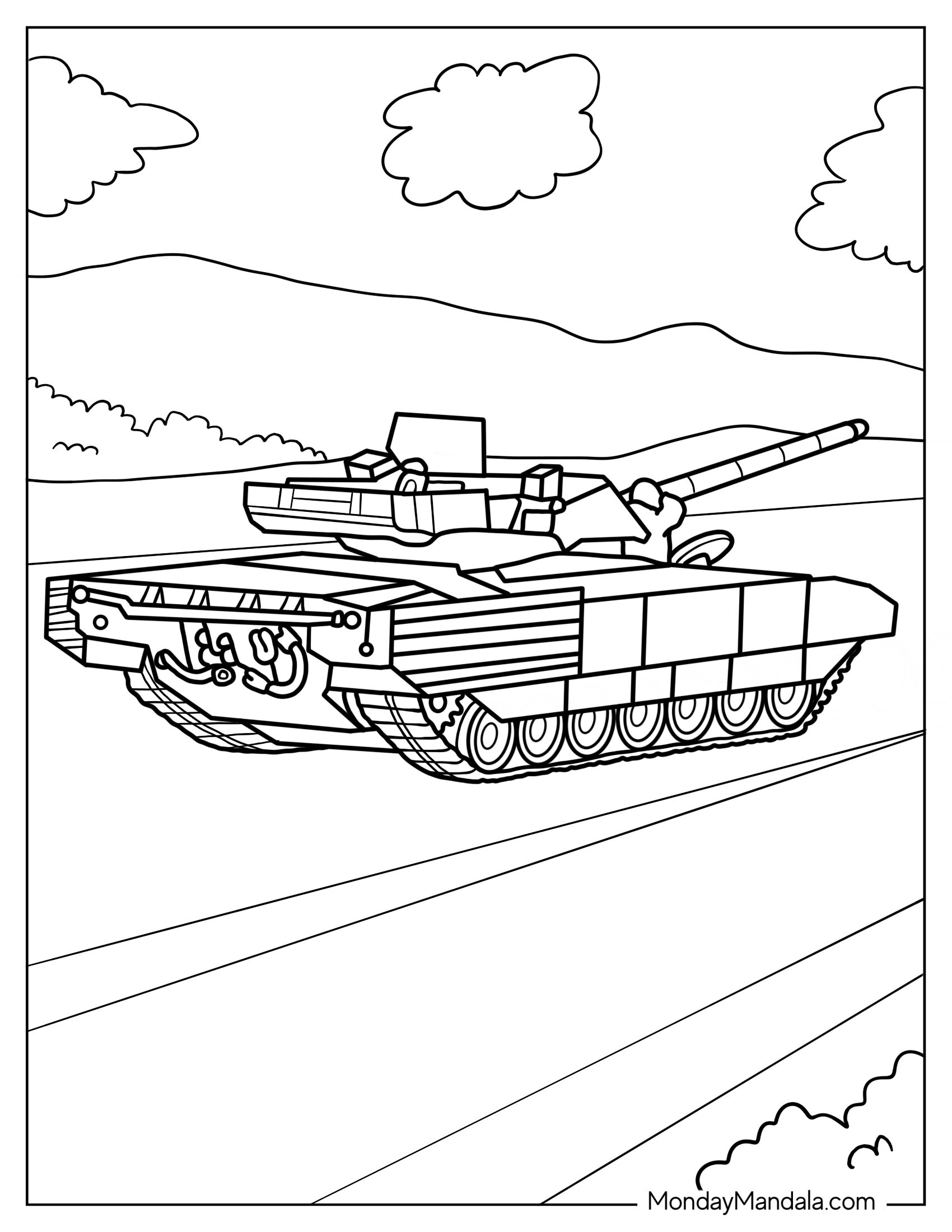 Outline of T-14 Armata Tank For Kids