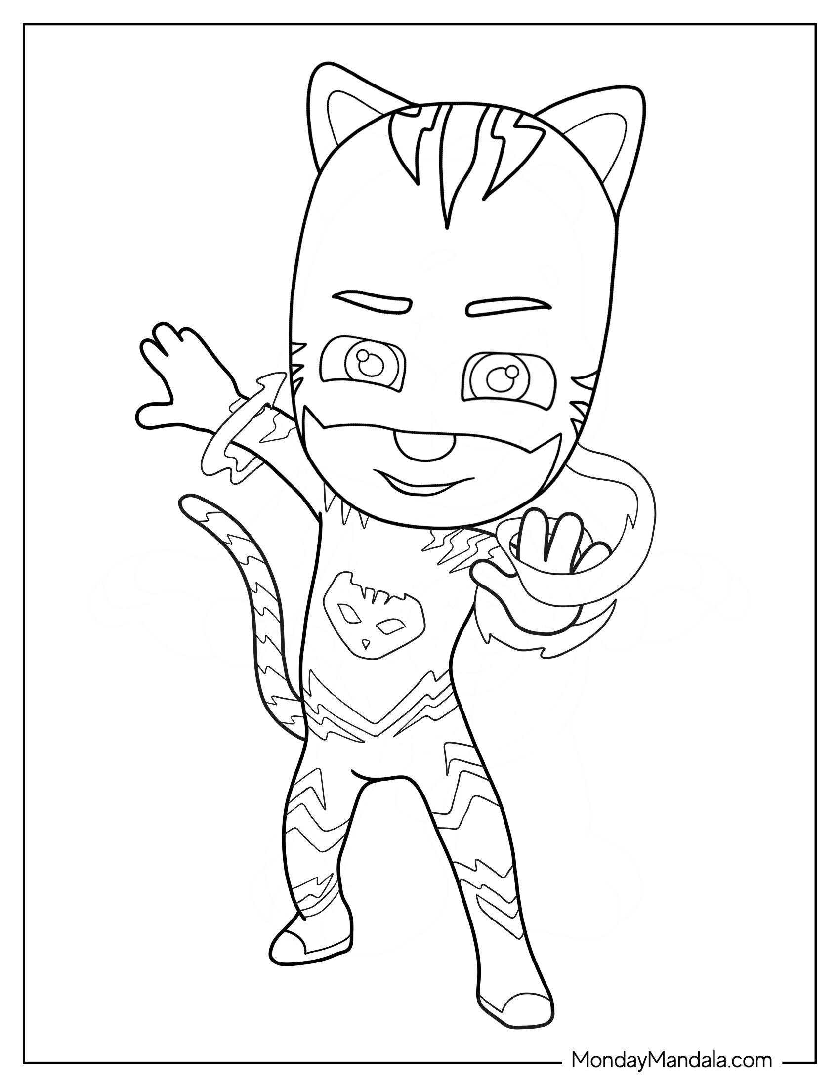 PJ Masks Coloring Page Of Catboy Using Lightning Powers