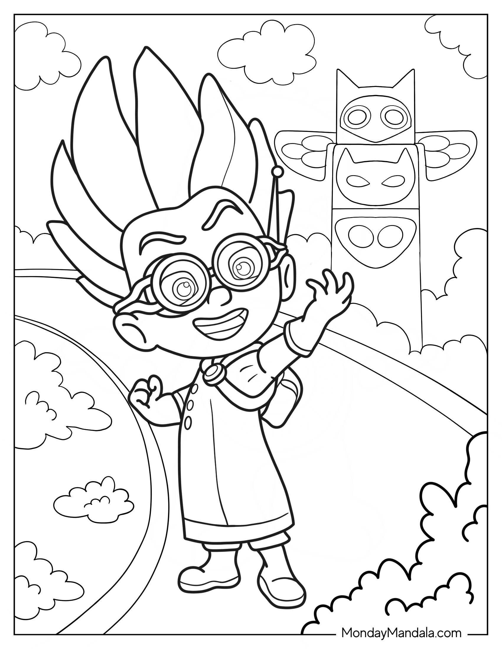 PJ Masks Coloring Page Of Romeo The Wicked Kid Inventor