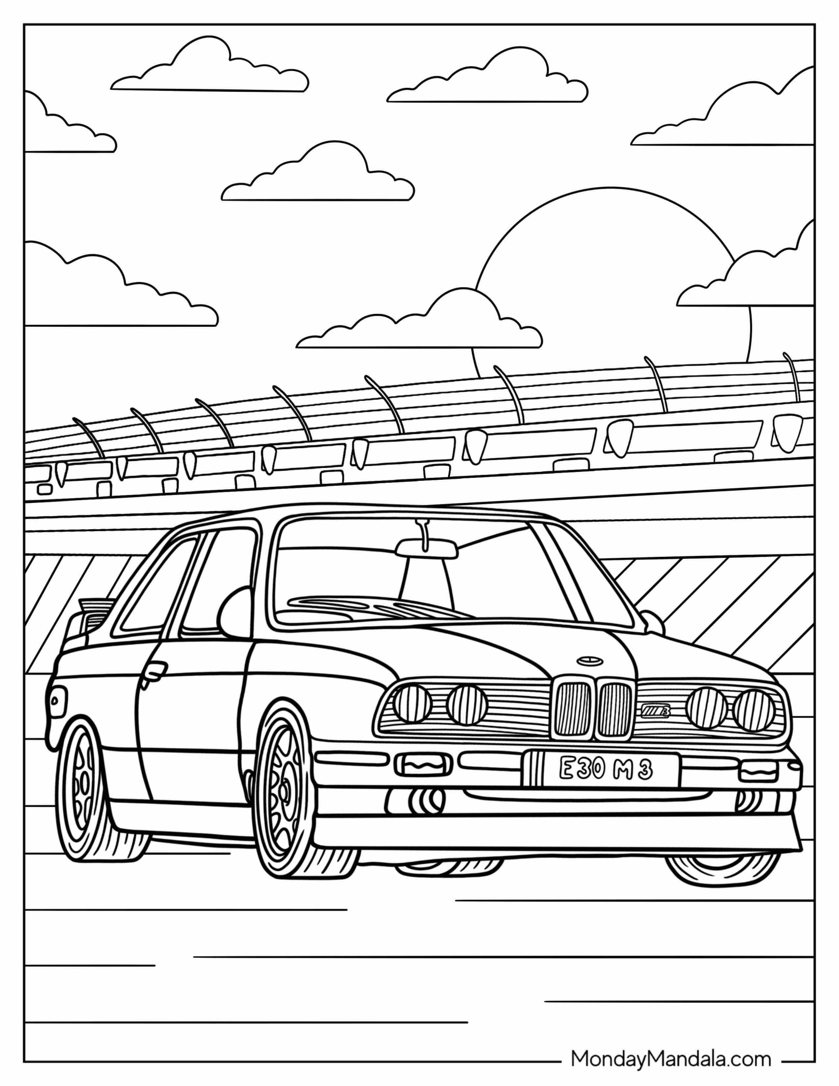 Parked BMW Coloring Page 3 Series E30