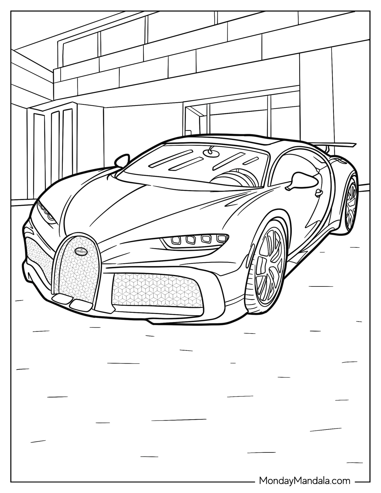 Parked Bugatti Coloring Page Chiron In garage