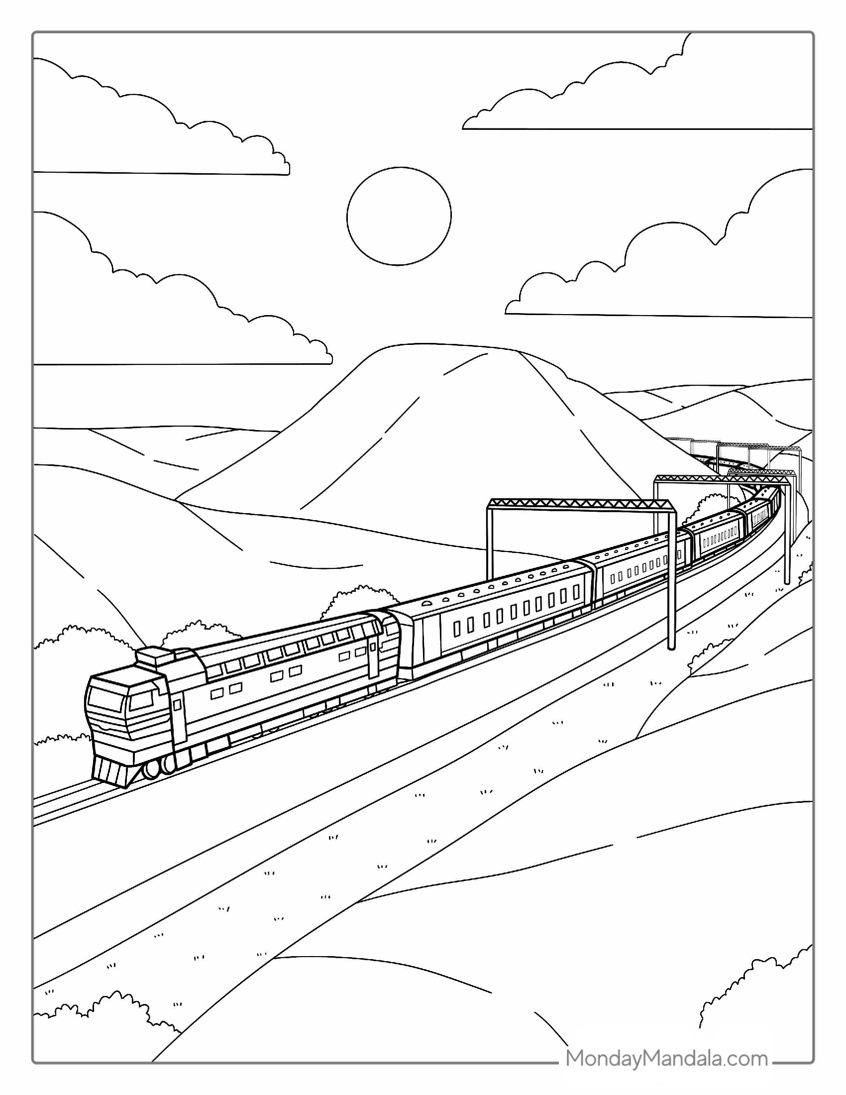 Passenger Train Coloring Picture For Kids