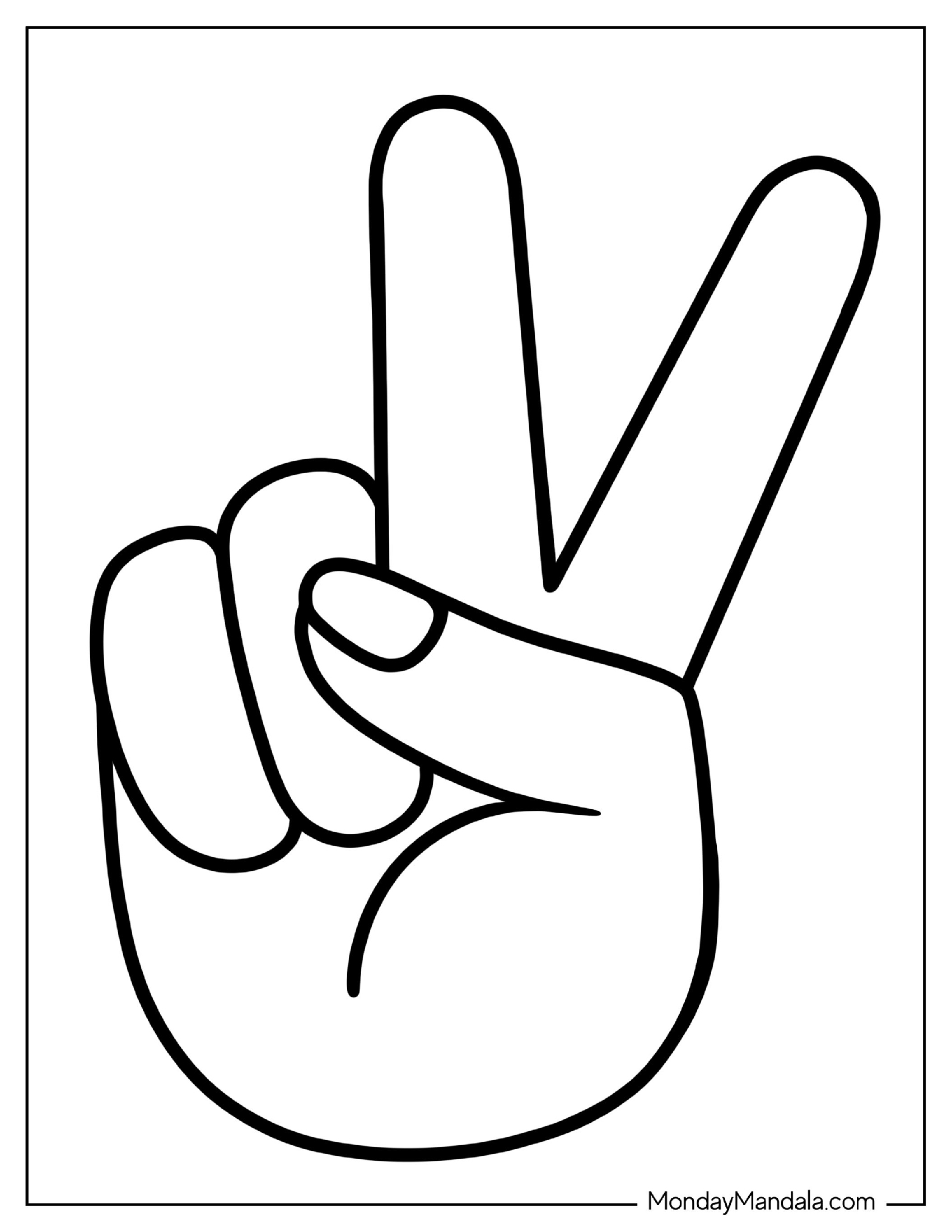 Peace Sign Fingers To Color