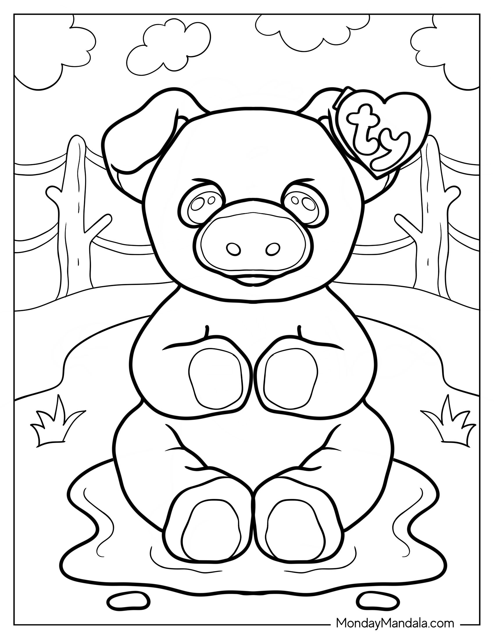 Penelope The Pink Pig Beanie Boo Coloring Page