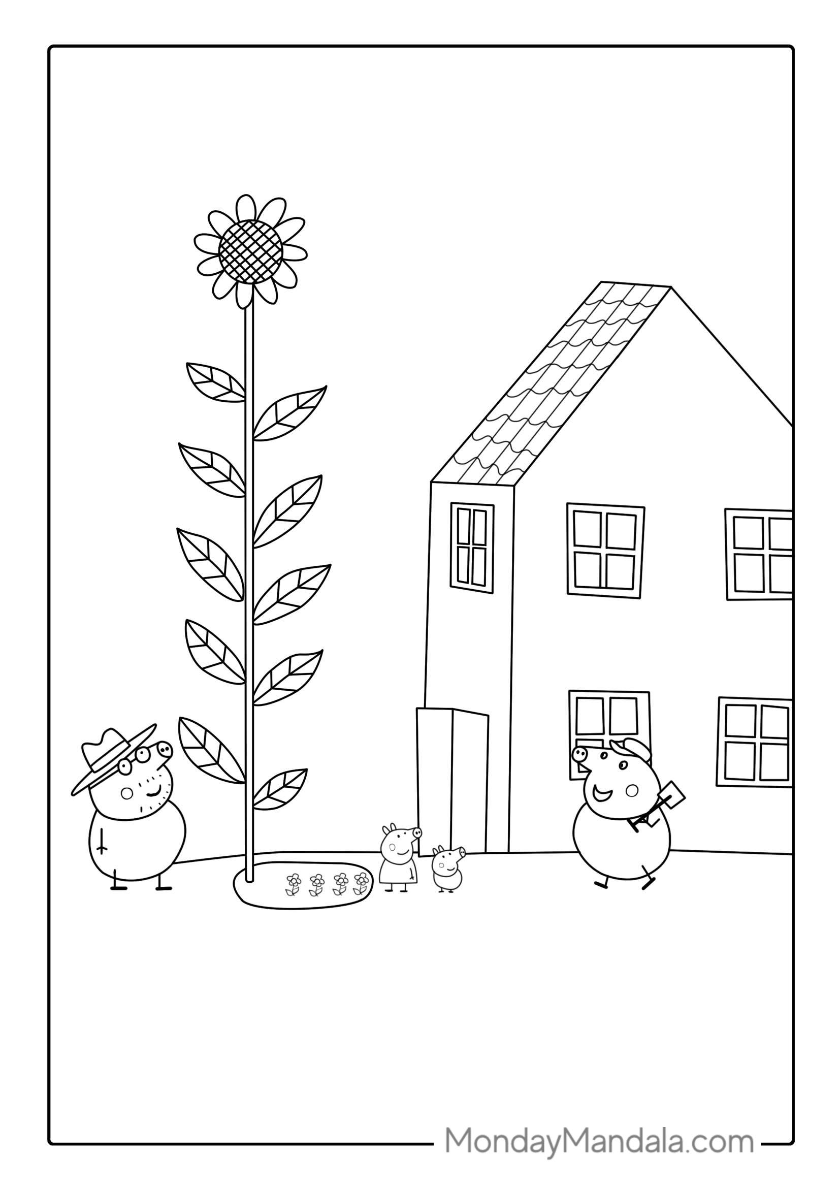 Peppa Pig Sunflower Coloring Page