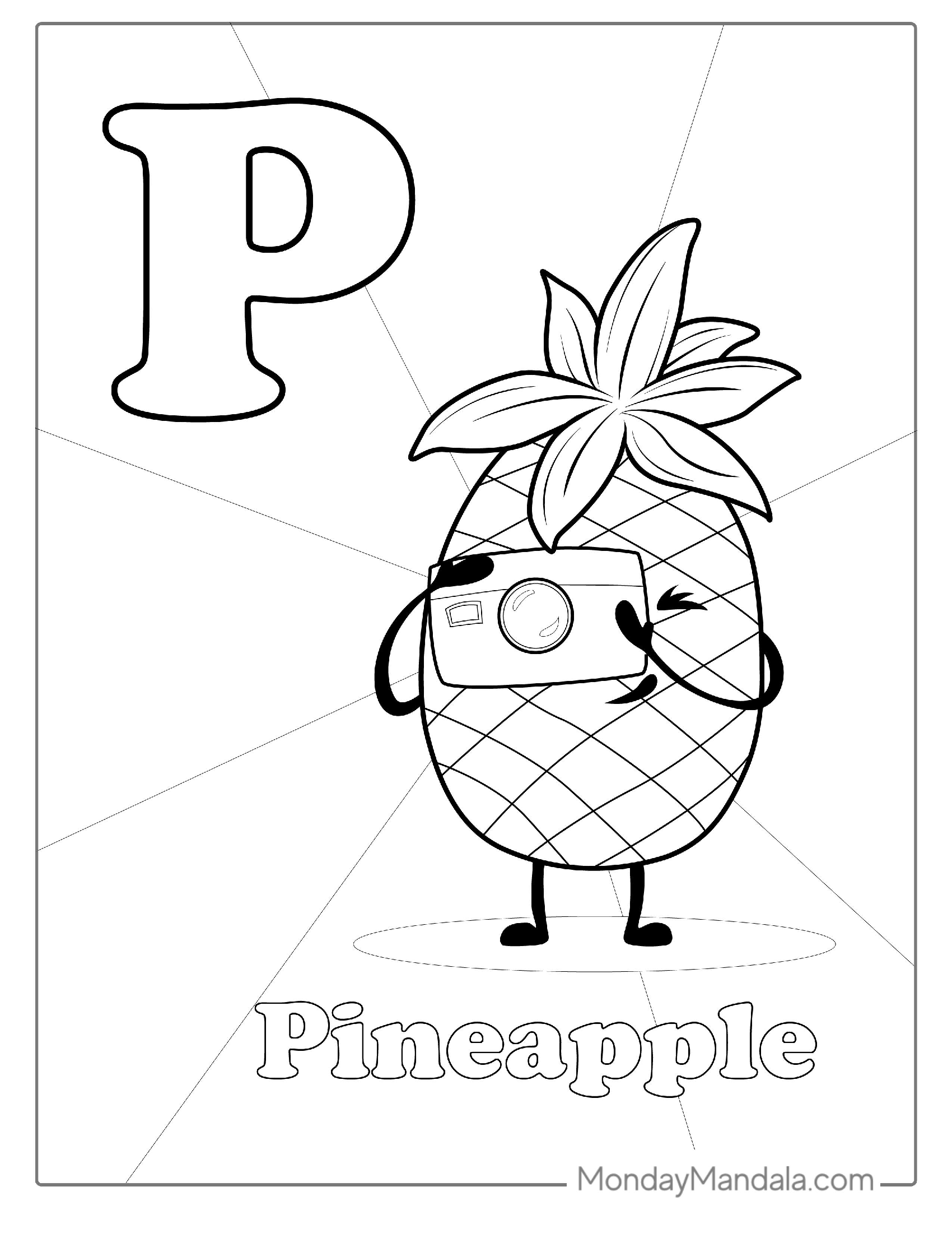 Pineapple Coloring Worksheet For Kids