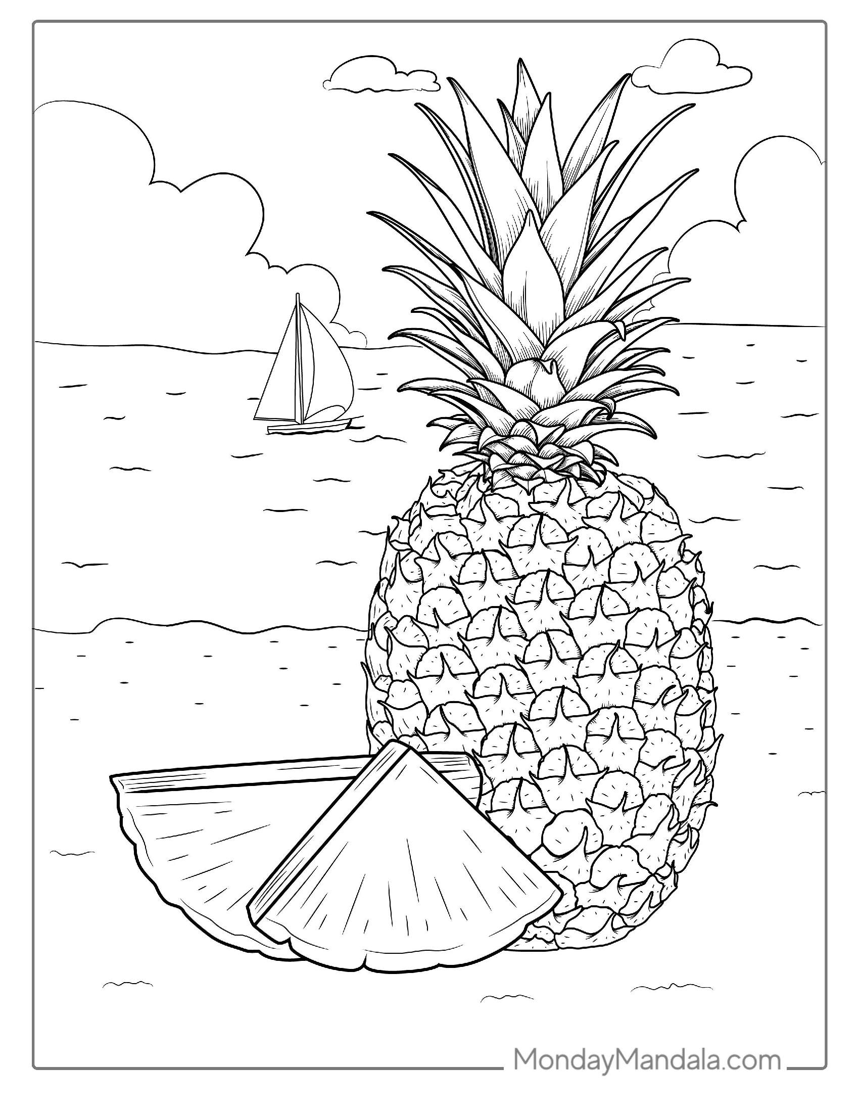 Pineapple With Ocean And Sand