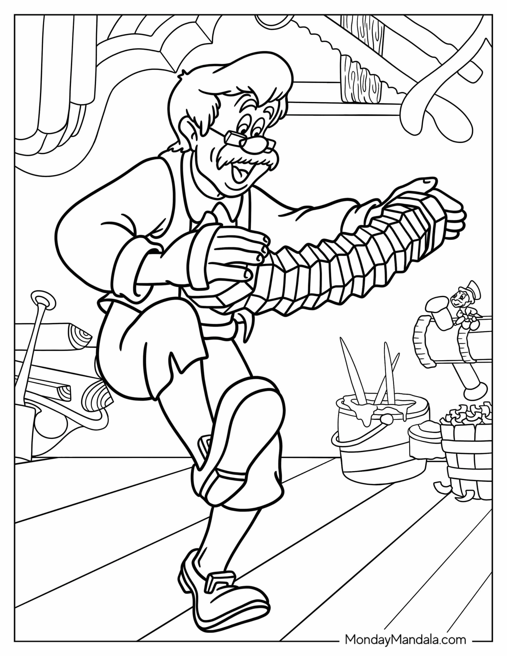 Pinocchio Coloring Page Of Playing The Accordion