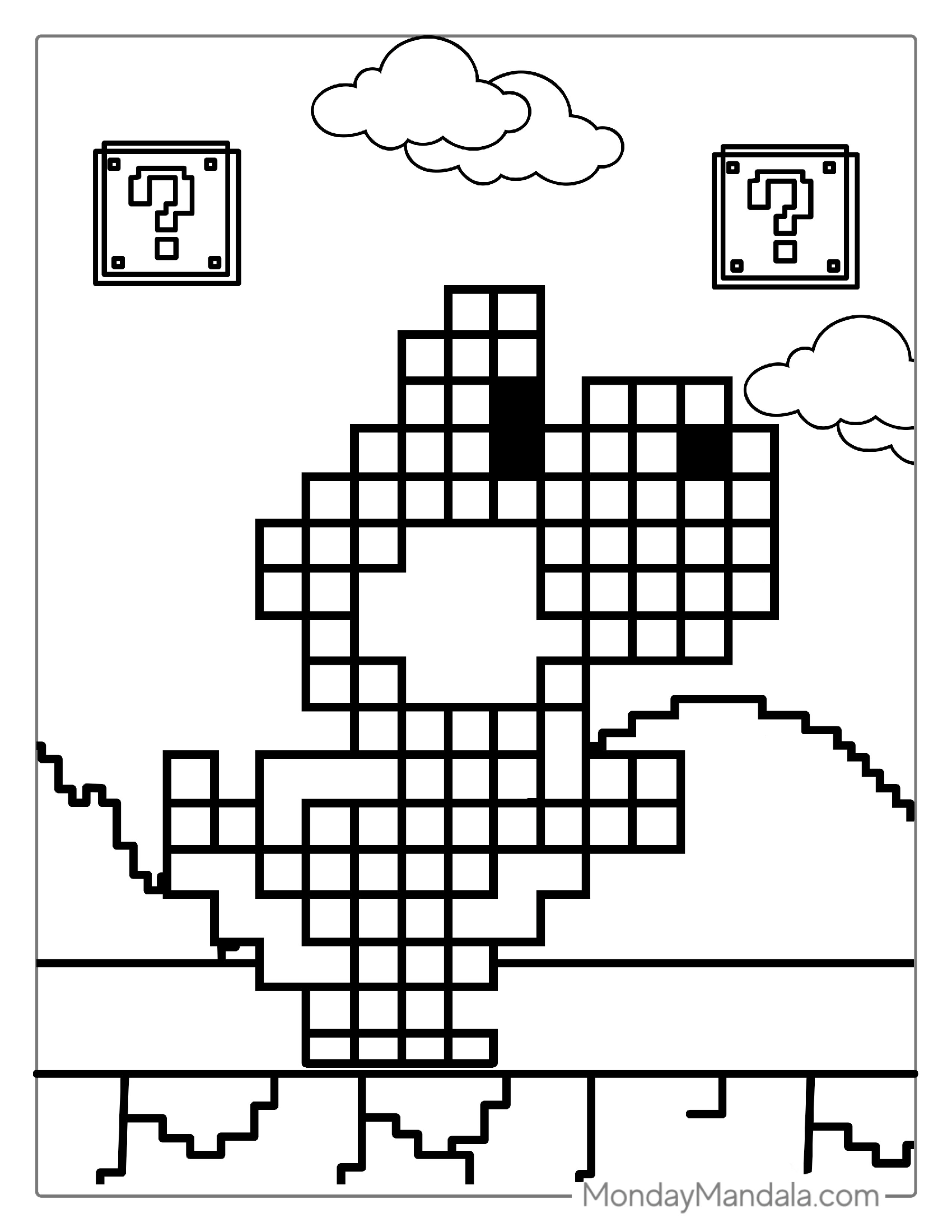 Pixel Retro Yoshi To Color For Adults