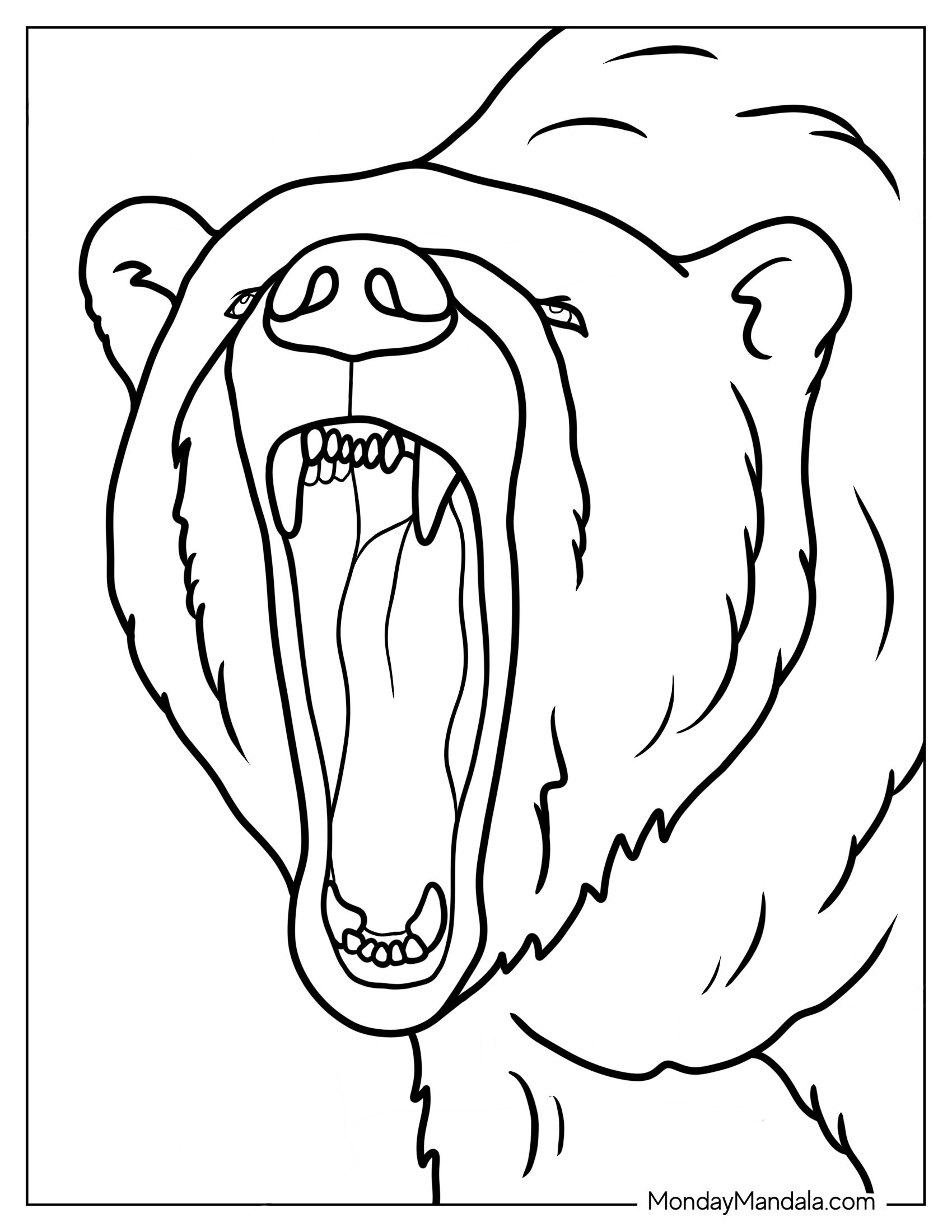 Polar Bear Roaring Coloring Page