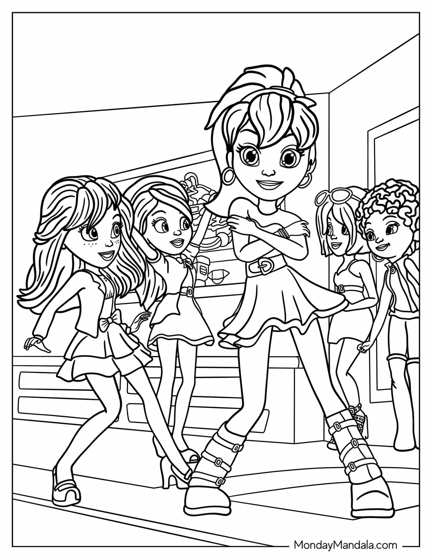 Polly Pocket Coloring Page Dancing With Friends