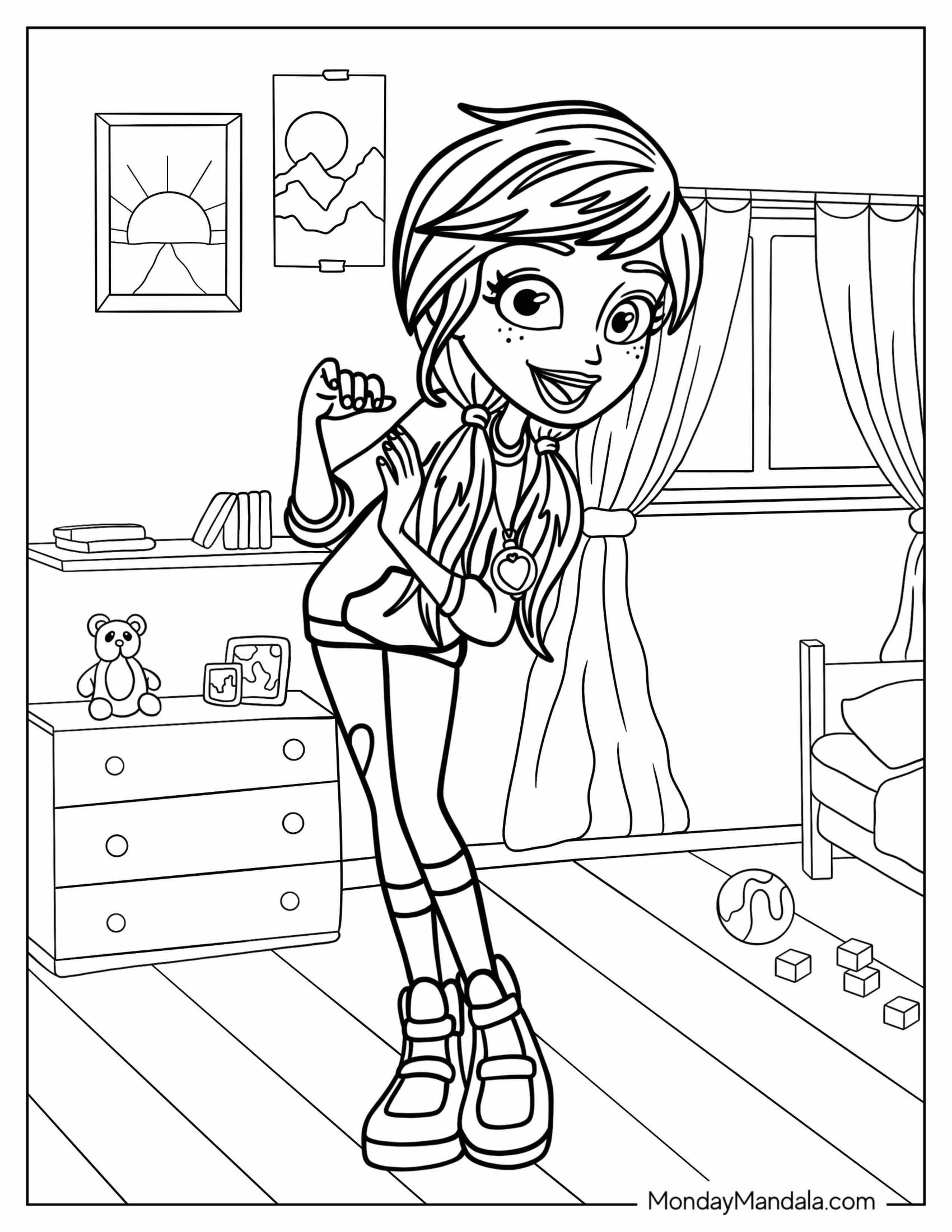 Polly Pocket Coloring Page In Her Bedroom For Kids