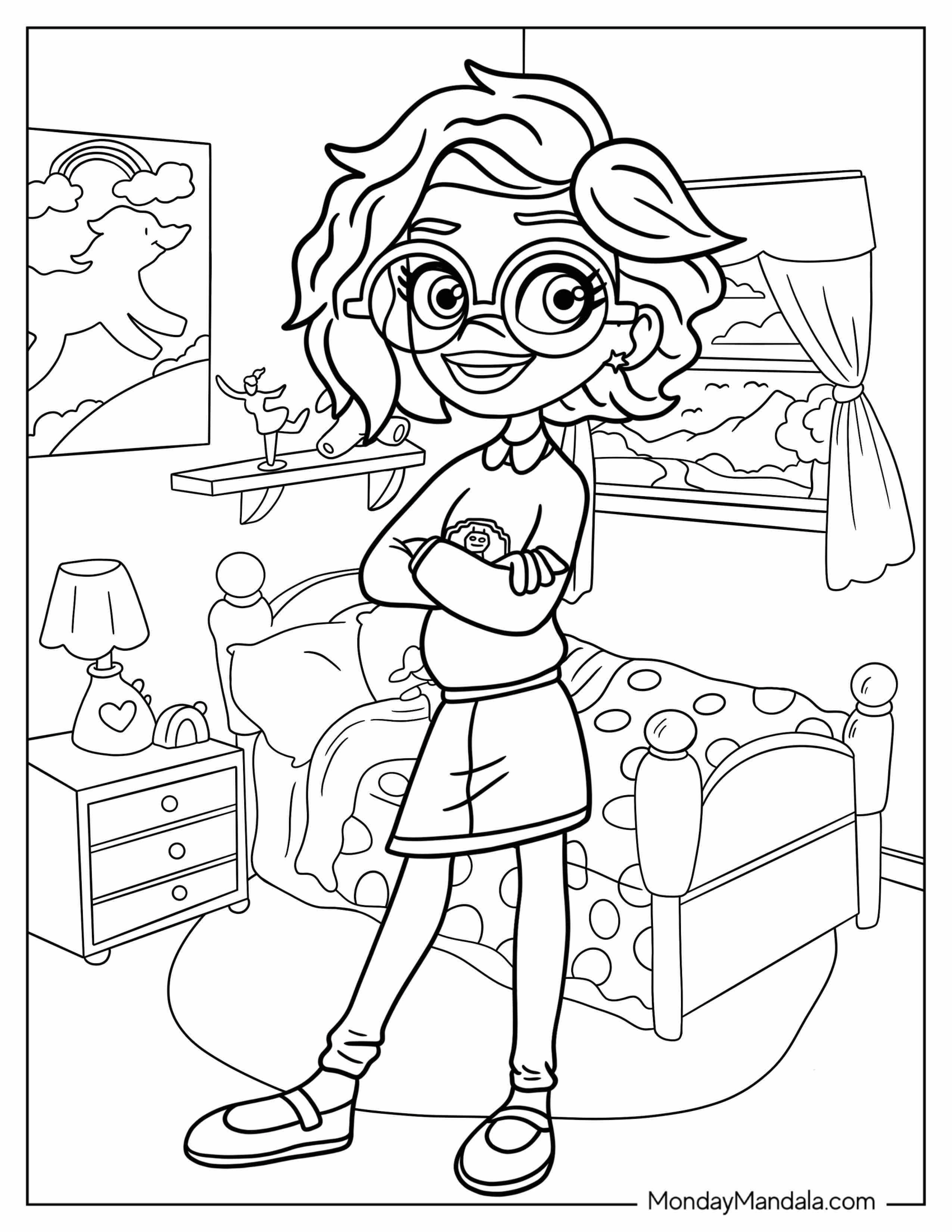 Polly Pocket Coloring Page Of Shani Smith Standing In Bedroom For Kids