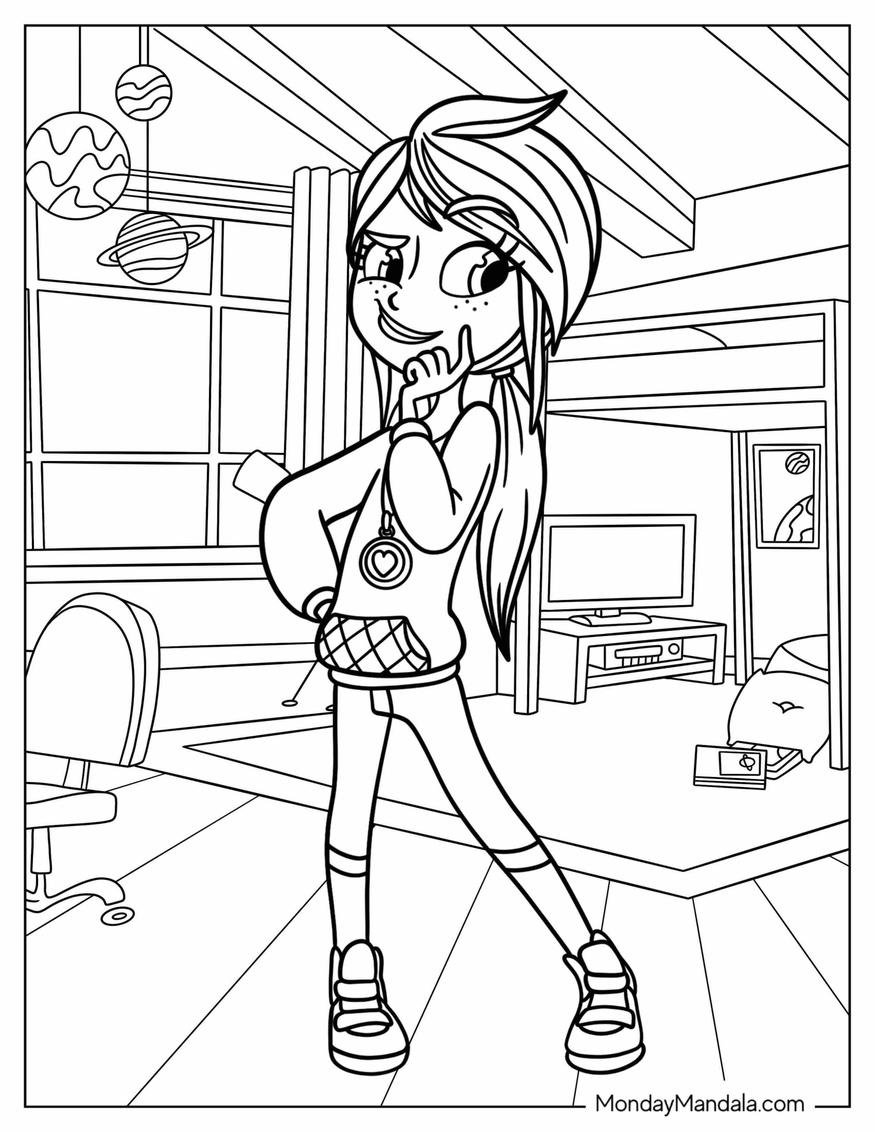 Polly Pocket Coloring Page Thinking Pose