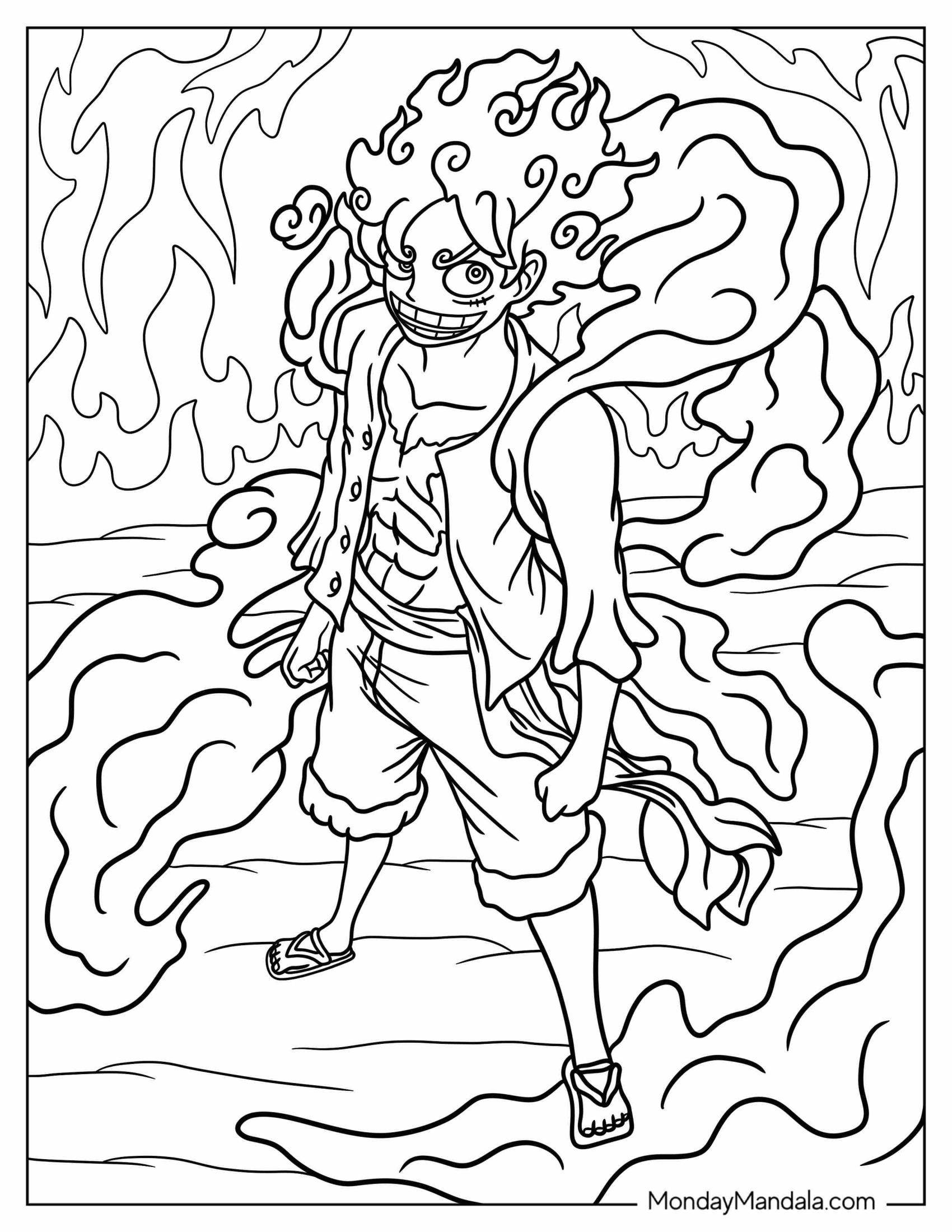 Powerful Luffy Coloring Page In 5th Gear Style