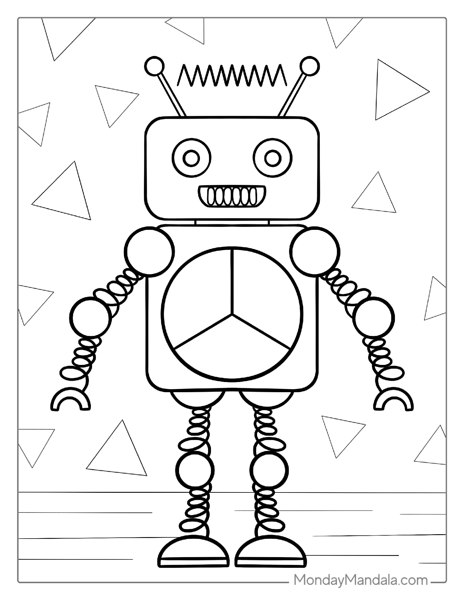 Preschooler Coloring Page Of a Smiling Robot