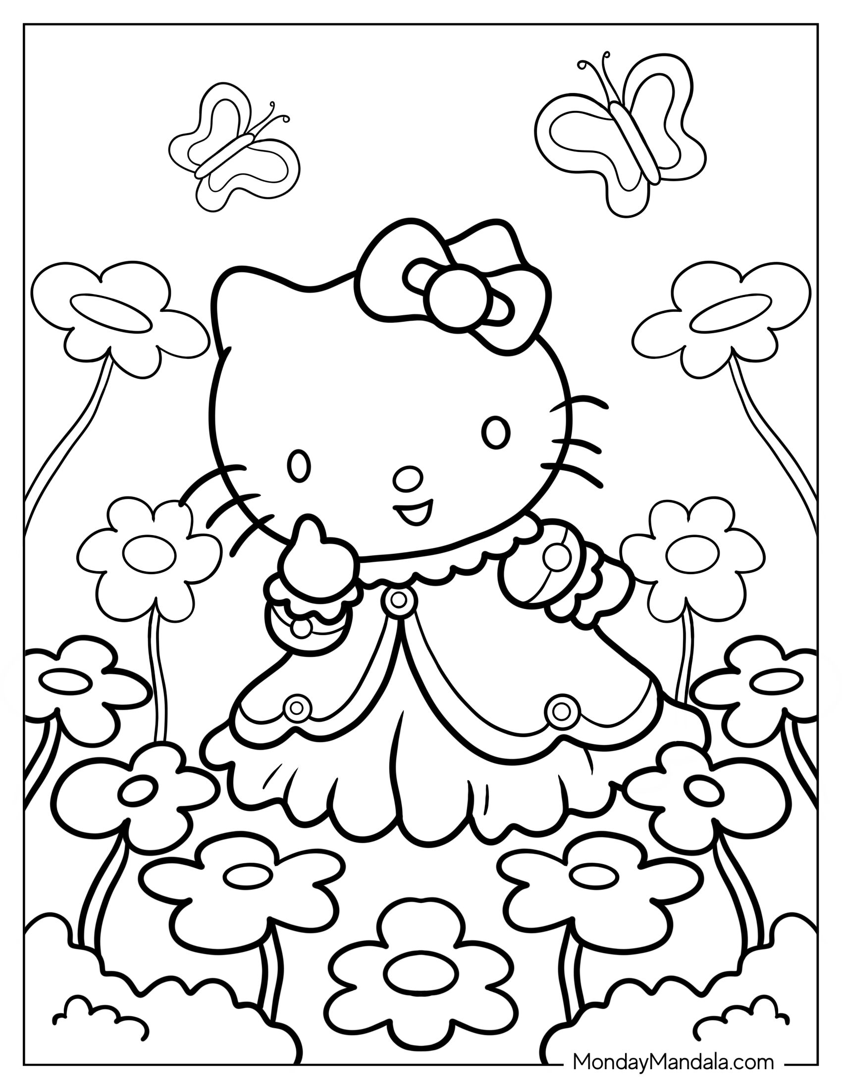 Princess Hello Kitty In Flower Field