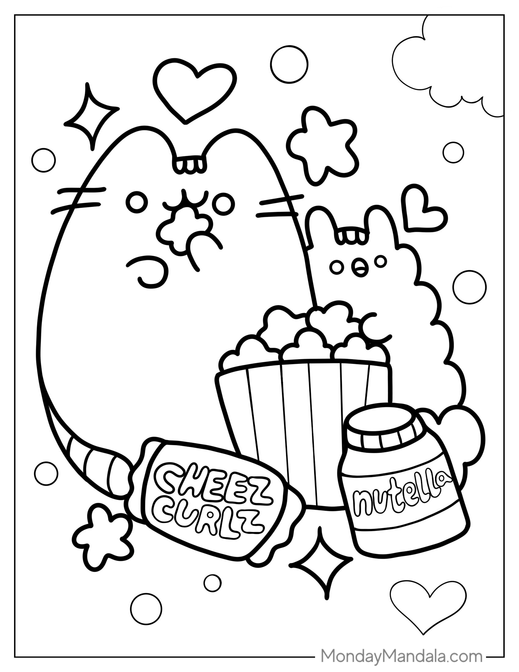 Pusheen And Stormy Eating Popcorn