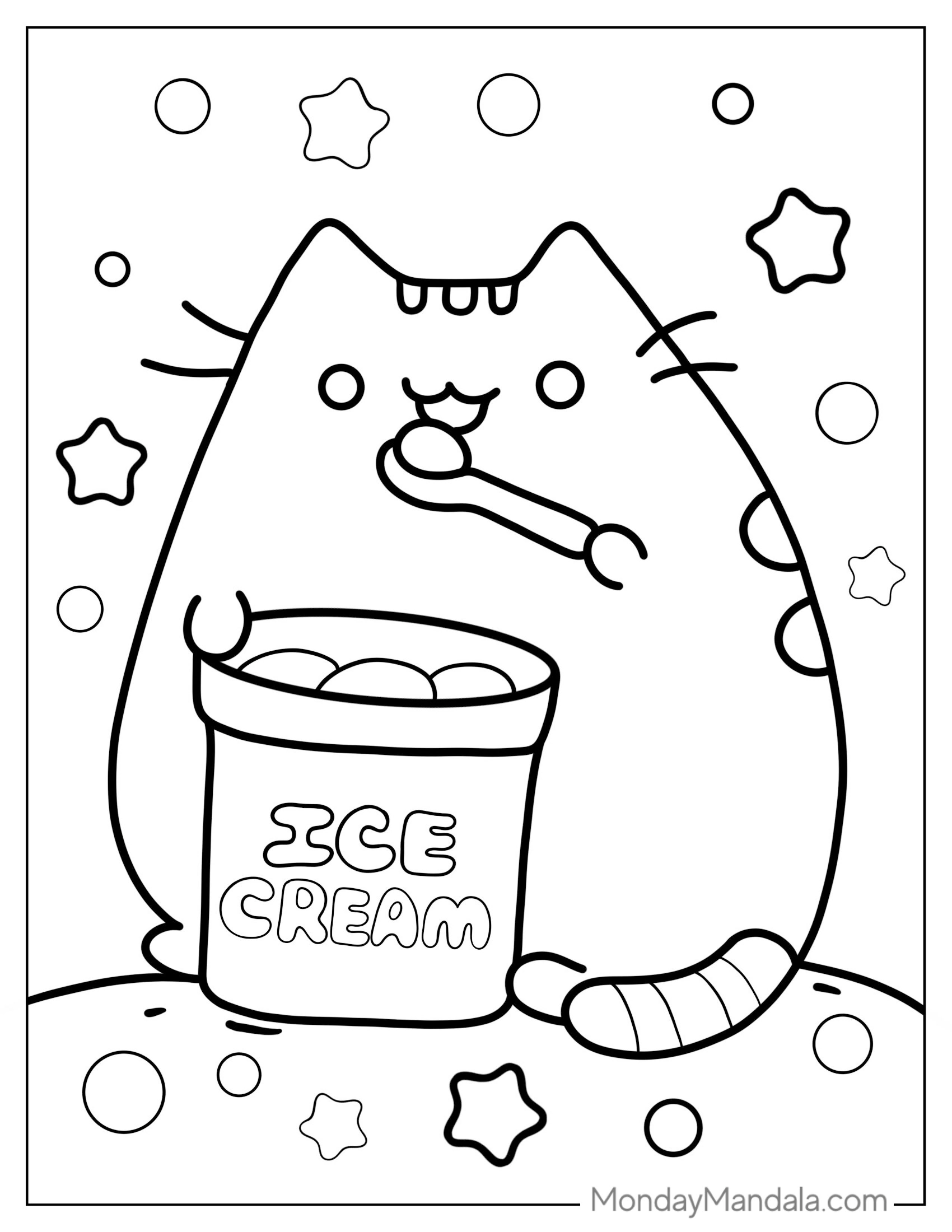 Pusheen Cat Eating Ice Cream