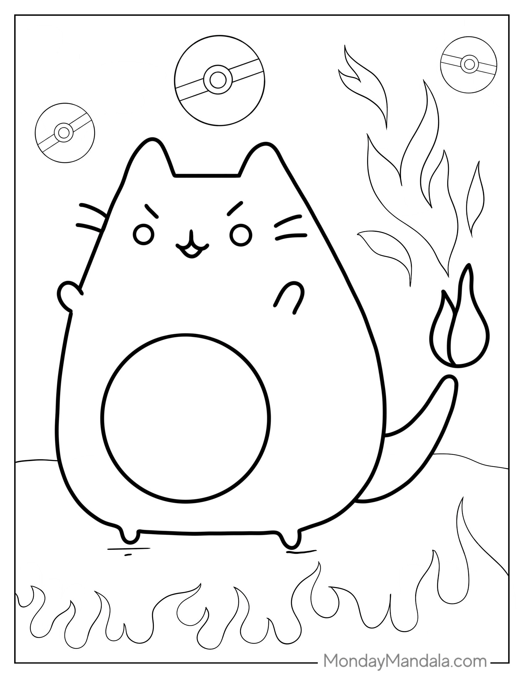 Pusheen Charizard Pokemon Coloring Sheet