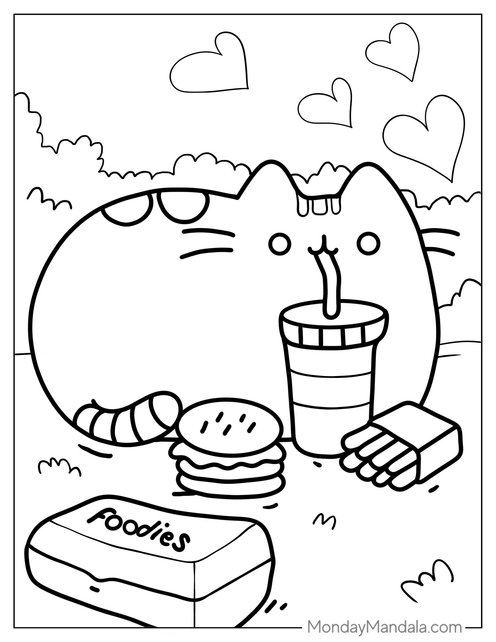 Pusheen Eating Some Burgers And Fries